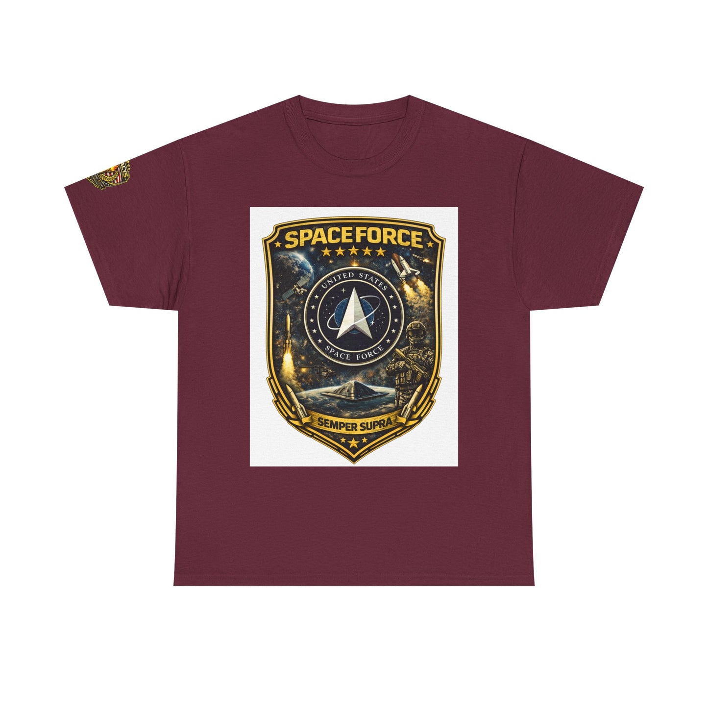Space Force Shield T-Shirt â€” 'Spaceforce' Emblem w/ Legacy 5 Brand Crest