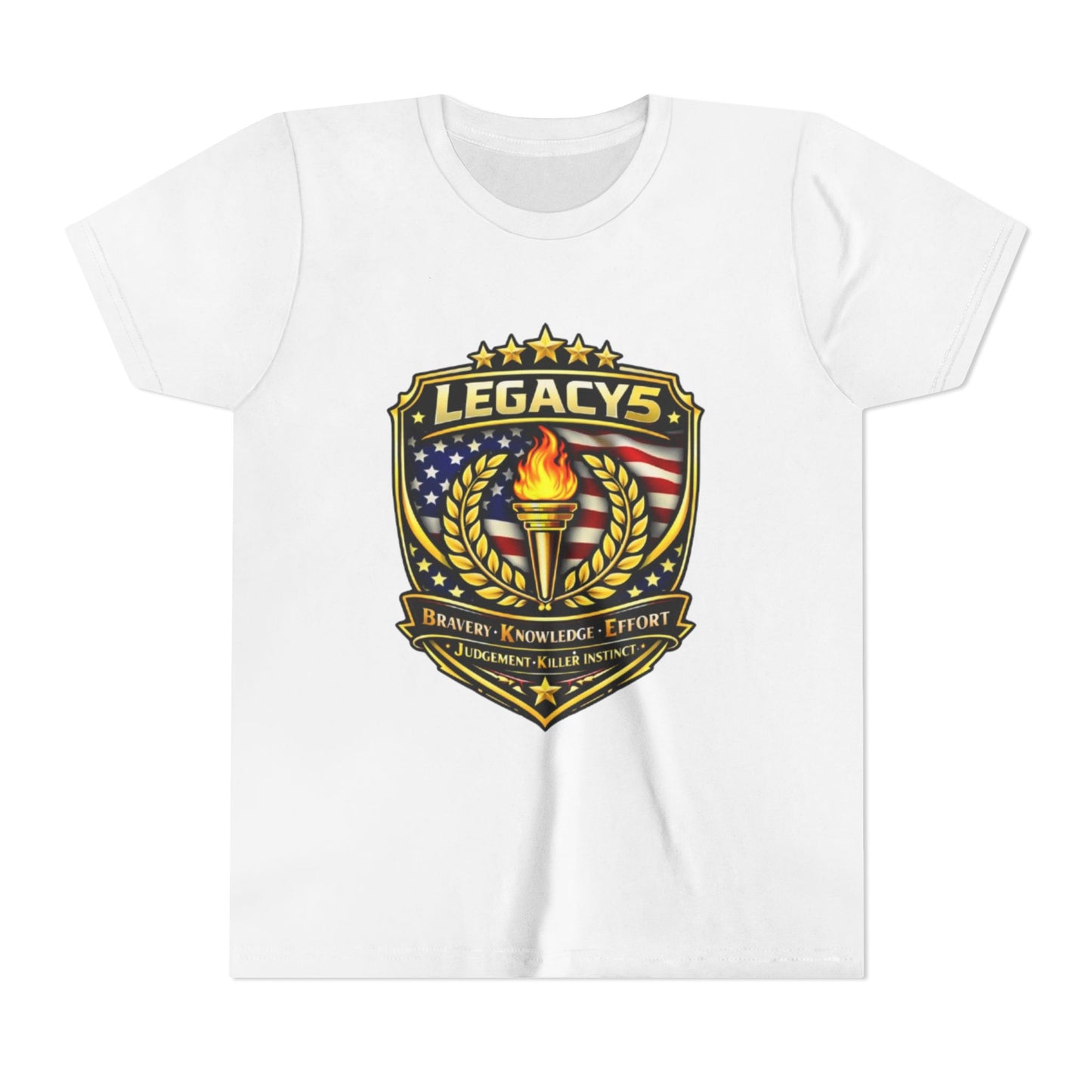 Youth Tee — "Legacys" Patriotic Torch Emblem