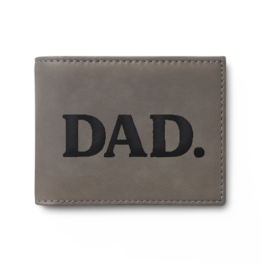 DAD. Embroidered Bi-Fold Wallet — Slim Leather Flip Wallet for Fathers, Father’s Day Gift