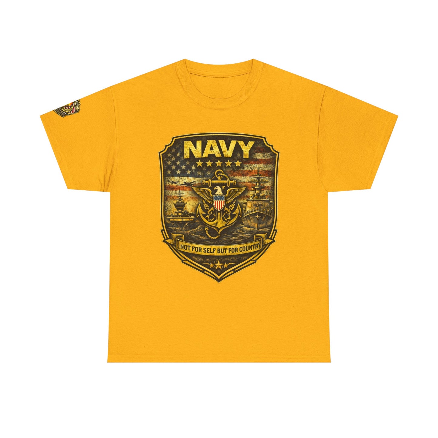 Navy Shield Graphic Tee â€” 'Not For Self But For Country' Patriotic Military w/ Legacy 5 Brand Crest