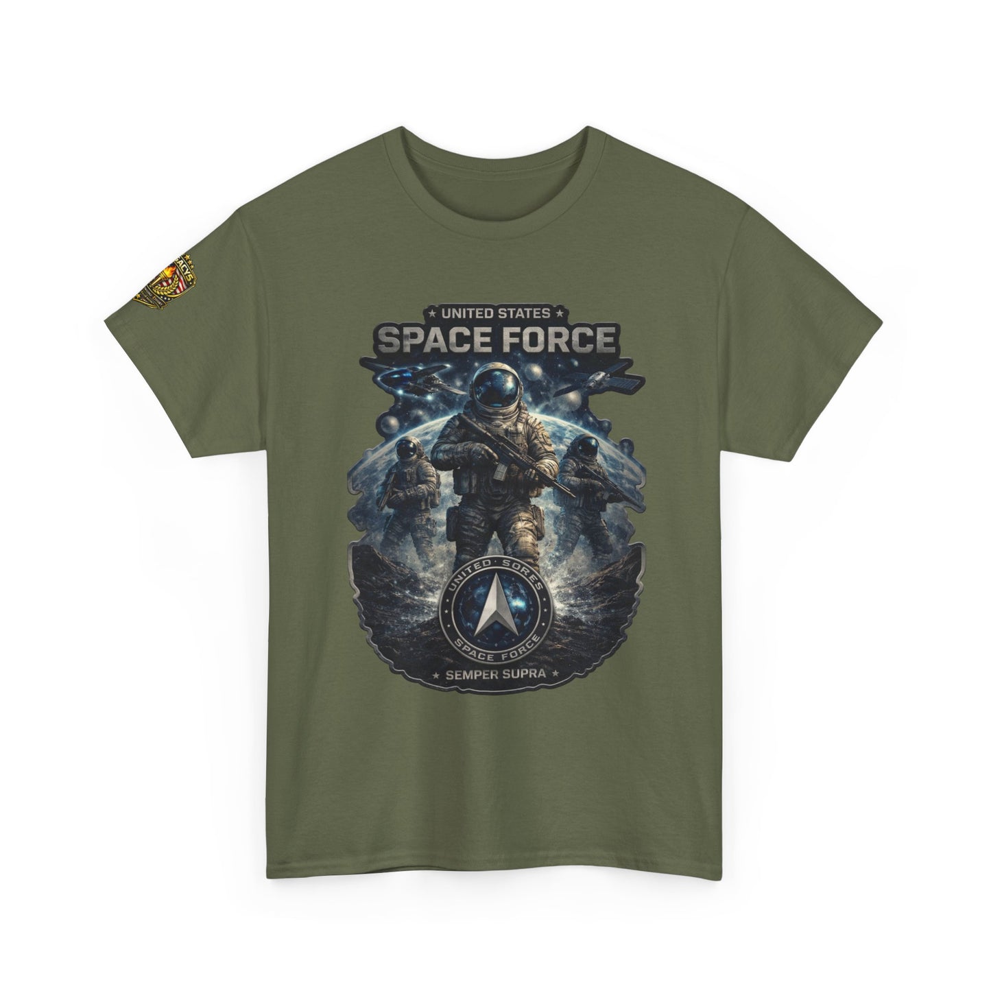 Space Force Graphic Tee â€” Astronaut Troopers Military Space Design w/ Legacy 5 Brand Crest