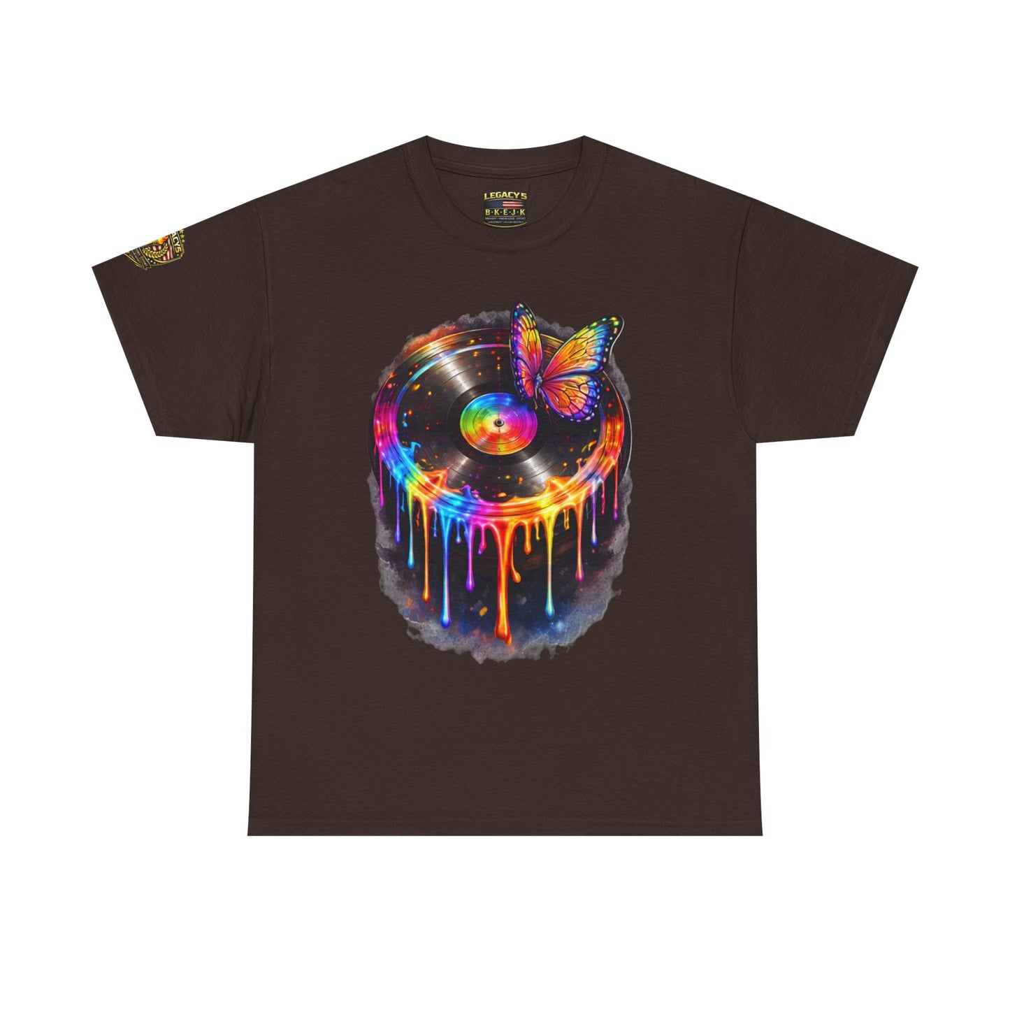 Colorful Dripping Retro Music Vinyl Record Butterfly T-Shirt