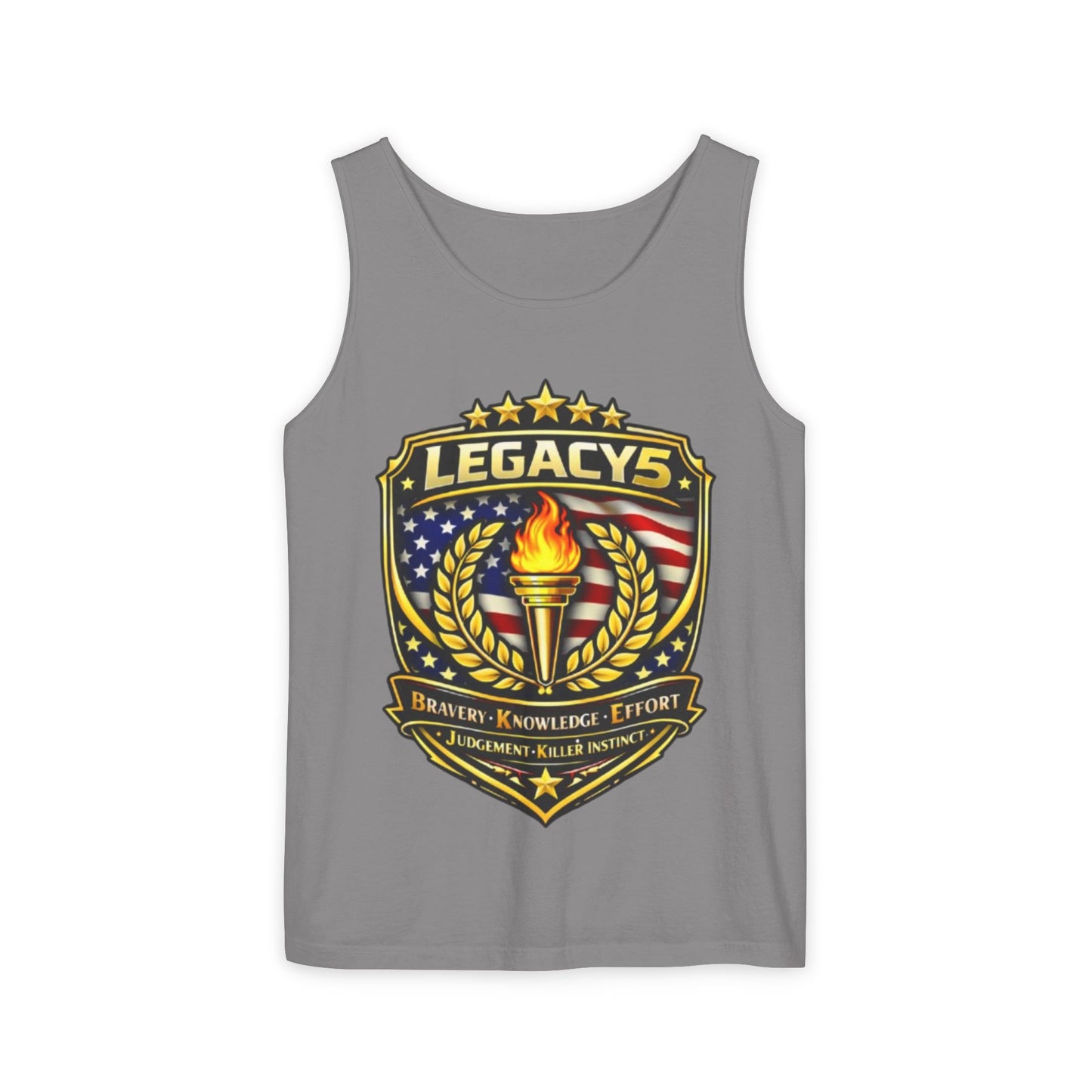 Legacy Shield Tank Top â€” American Flag Torch Emblem