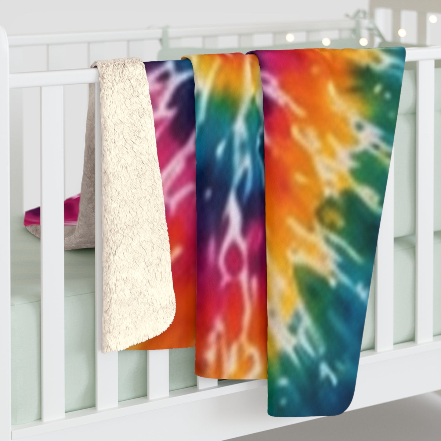 Tie-Dye Spiral Sherpa Blanket — Colorful Cozy Fleece Throw
