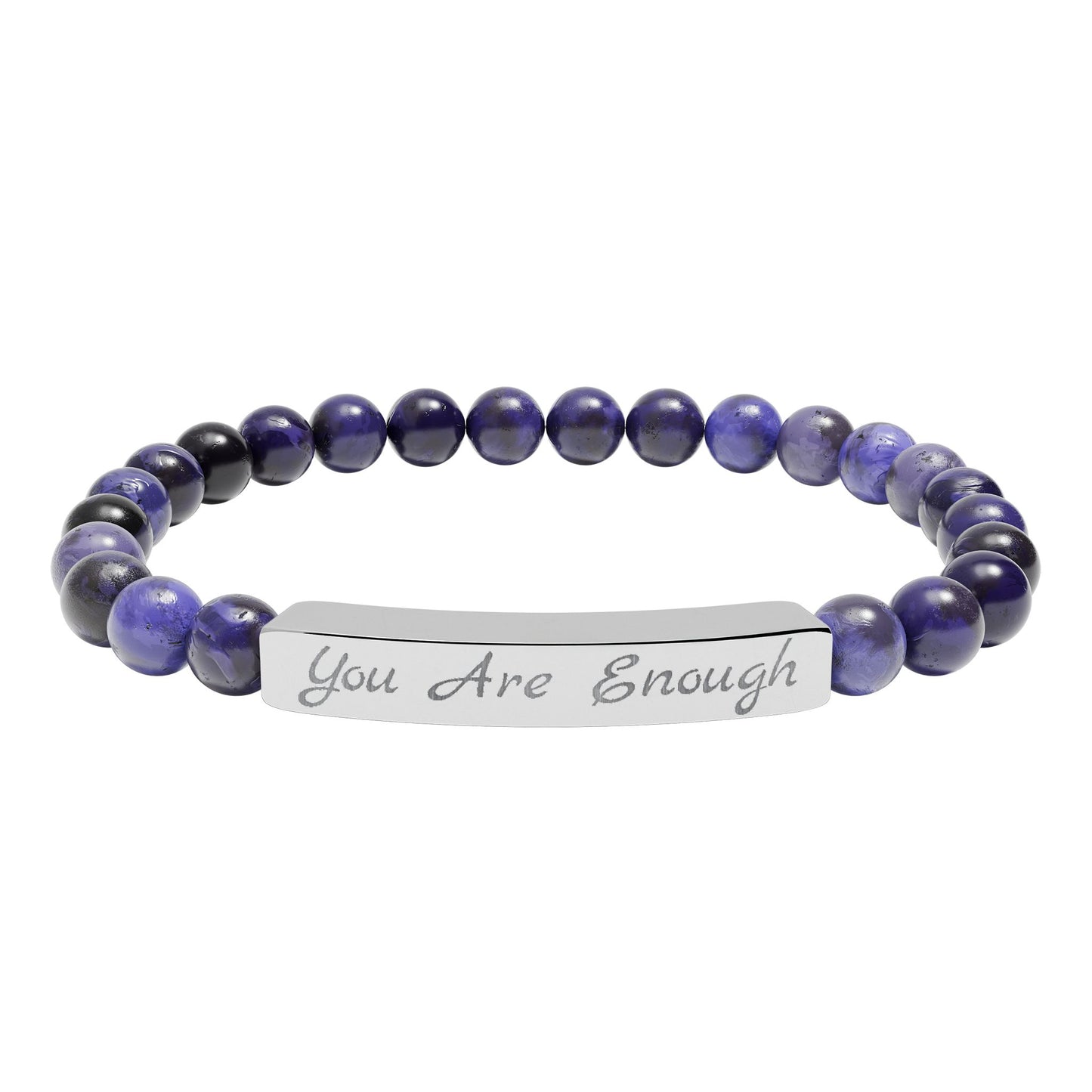 Engraved 'You Are Enough' Natural Stone Stretch Bracelet