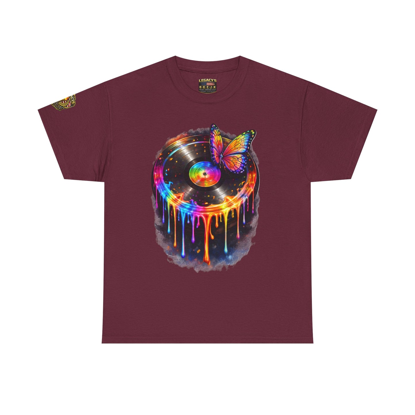 Colorful Dripping Retro Music Vinyl Record Butterfly T-Shirt