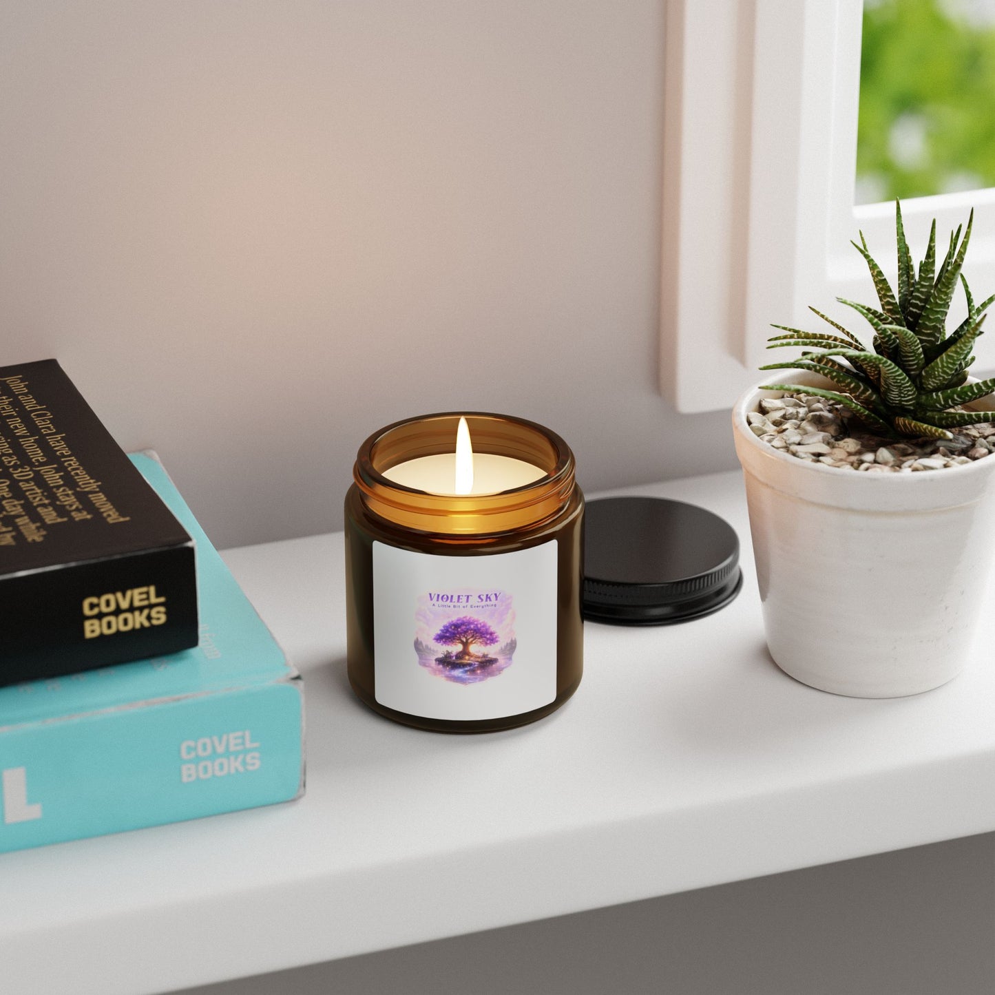 Violet Sky Soy Candle â€” Amber Jar Aromatherapy Candle