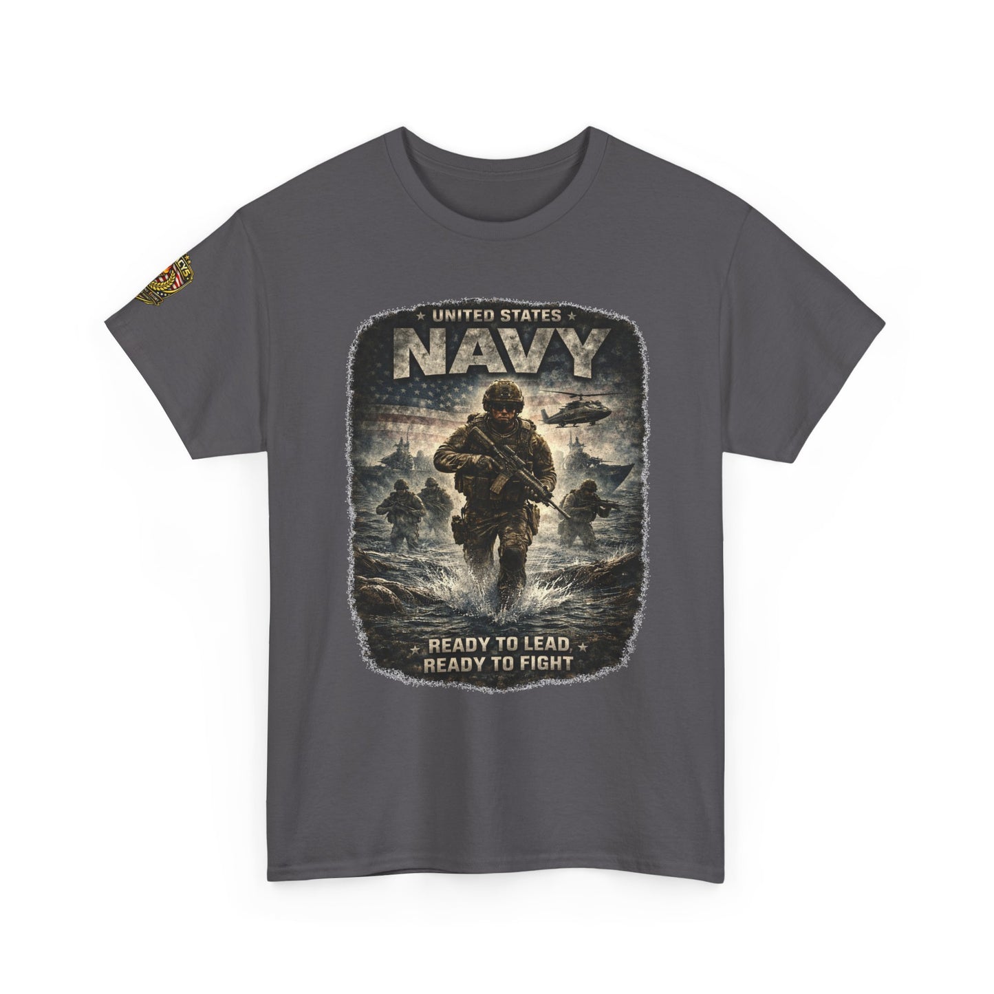 Navy  T-Shirt - "Ready to Learn, Ready to Fight" Military w/ Legacy 5 Brand Crest