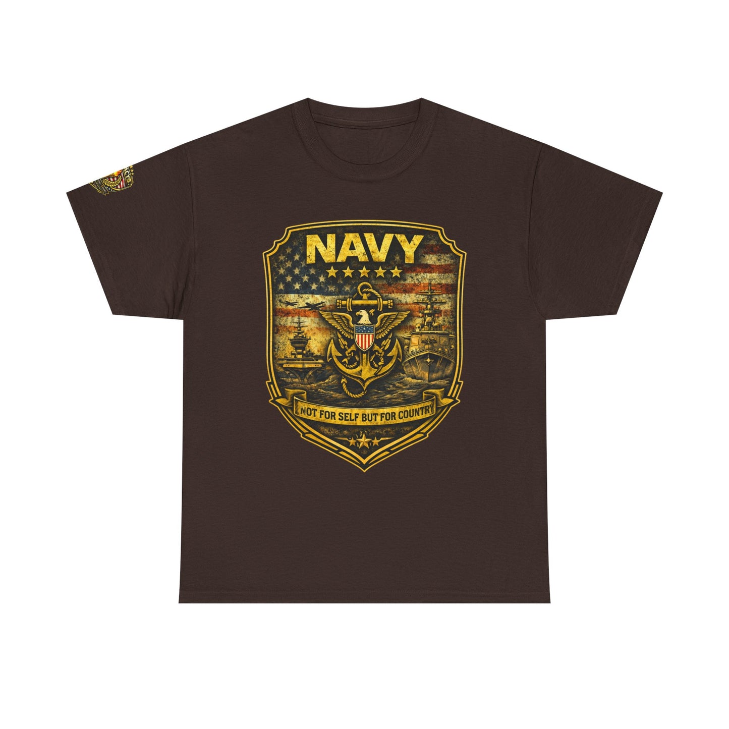 Navy Shield Graphic Tee â€” 'Not For Self But For Country' Patriotic Military w/ Legacy 5 Brand Crest