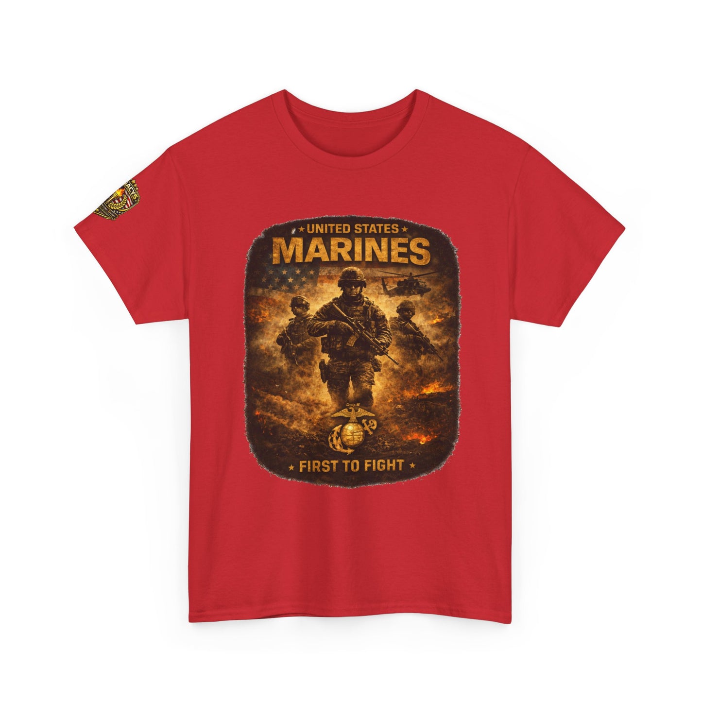 Marines "First to Fight" Graphic Tee â€” U.S. Marines Military Tribute w/ Legacy 5 Brand Crest