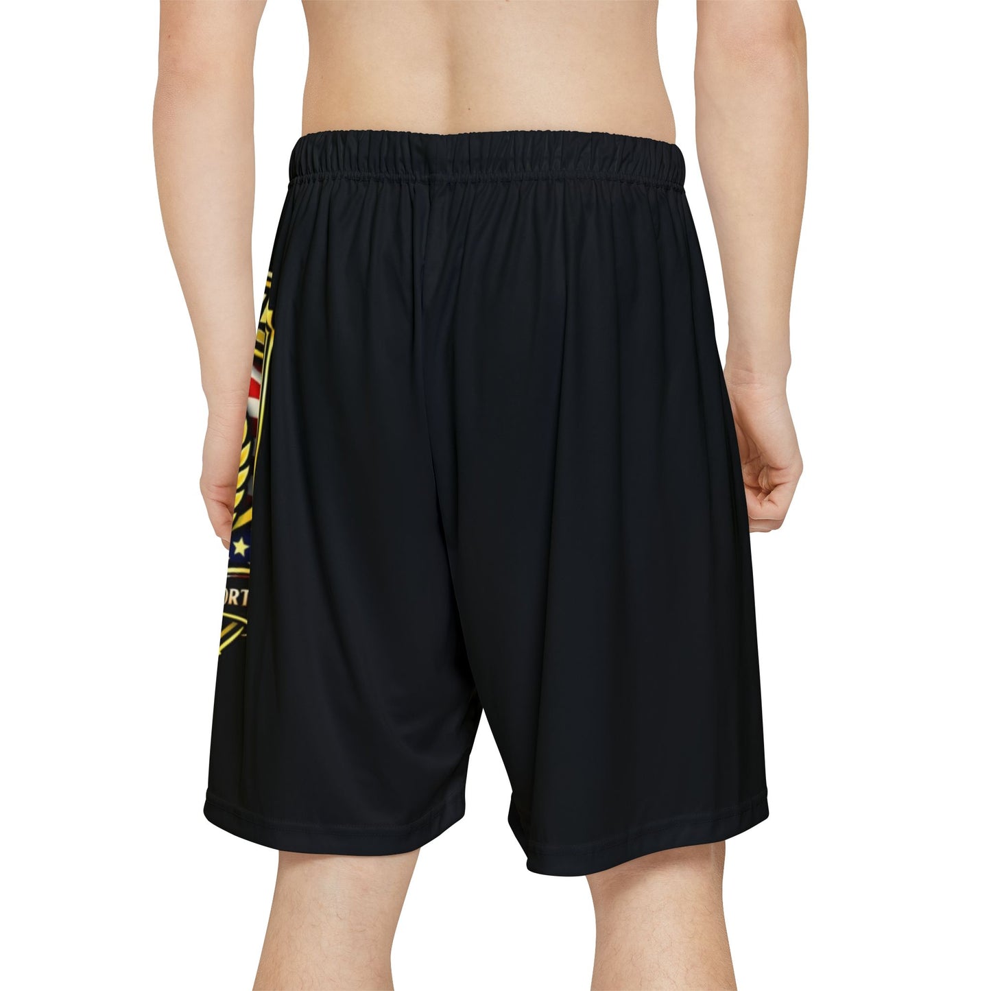 Legacy's Shield â€”  American Flag Torch Emblem Menâ€™s Sports Shorts