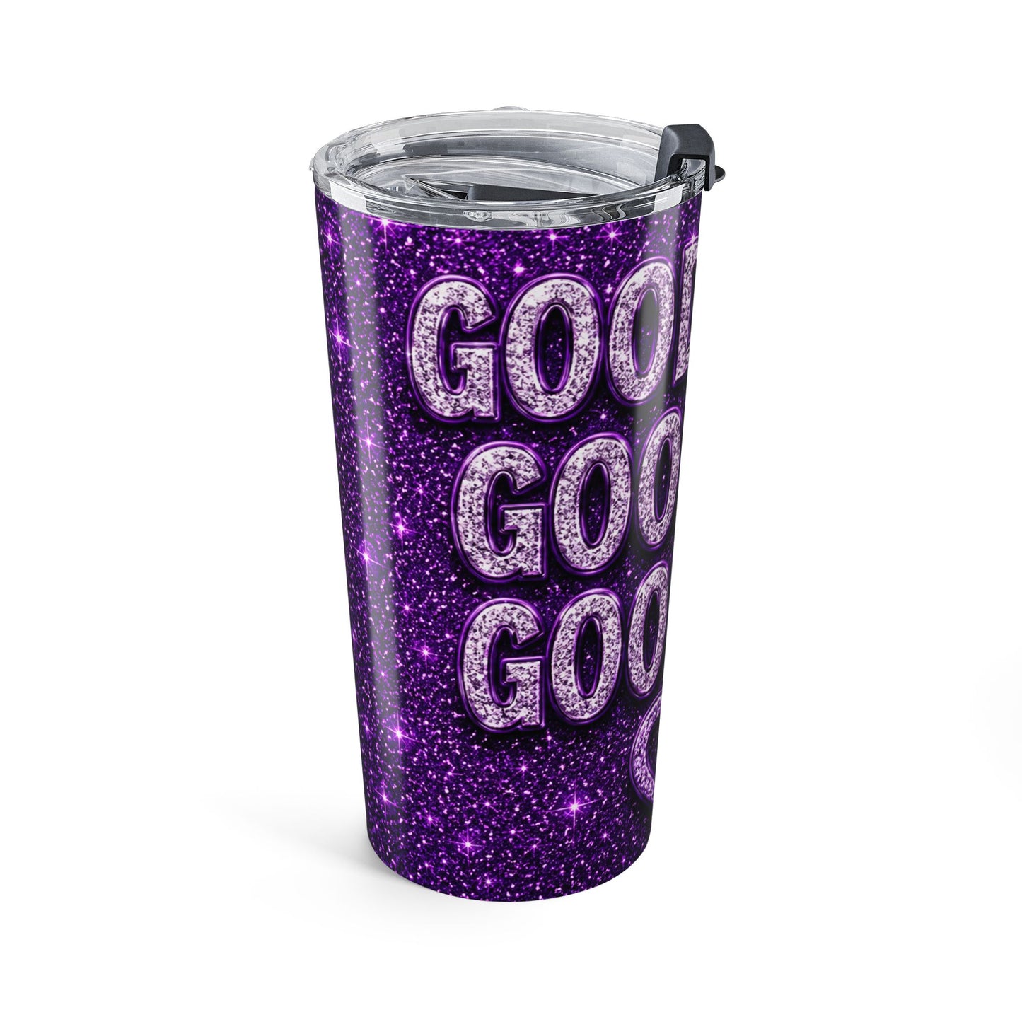 20oz Tumbler – 'Good Vibes, Good Day, Good Life' Purple Glitter Travel Cup