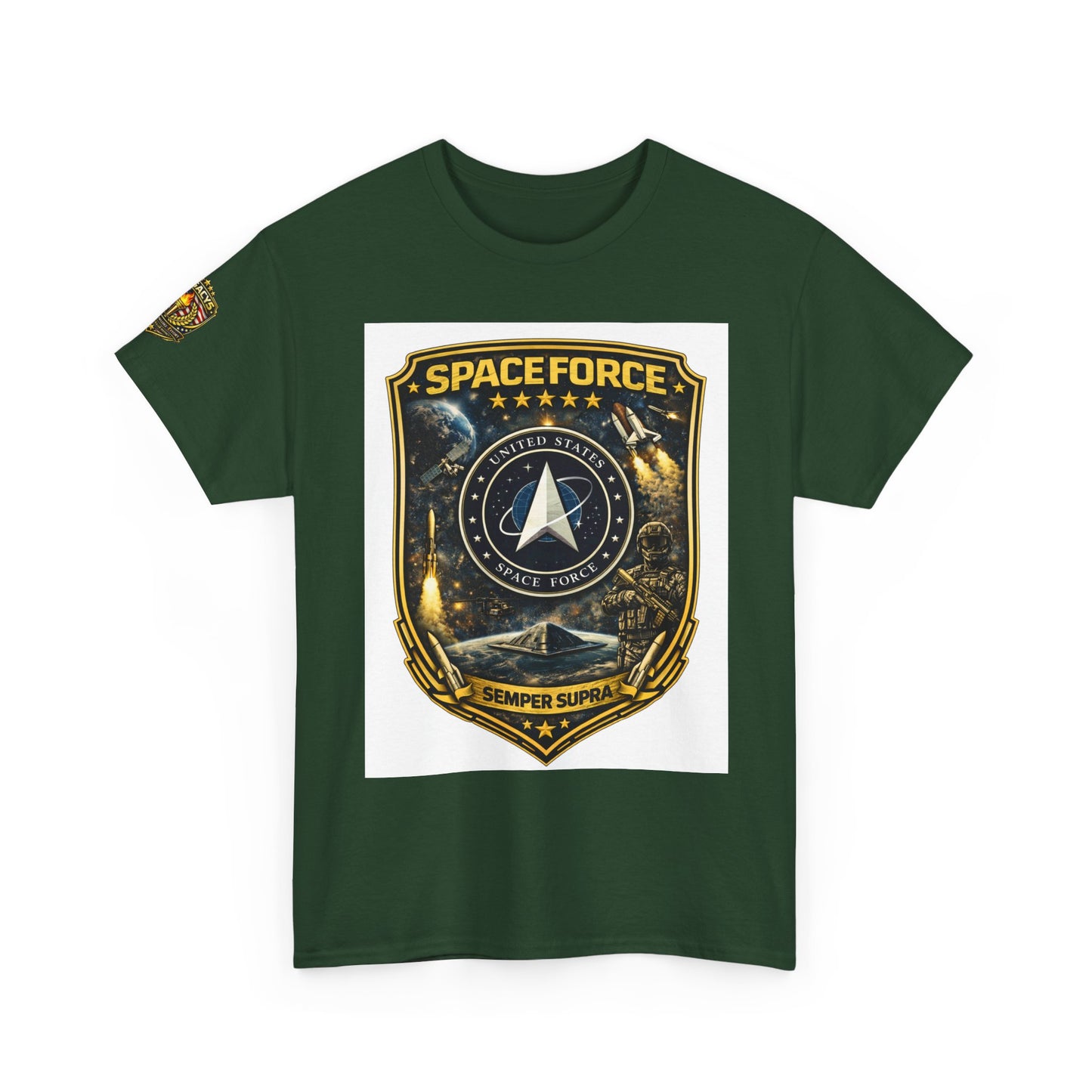 Space Force Shield T-Shirt â€” 'Spaceforce' Emblem w/ Legacy 5 Brand Crest