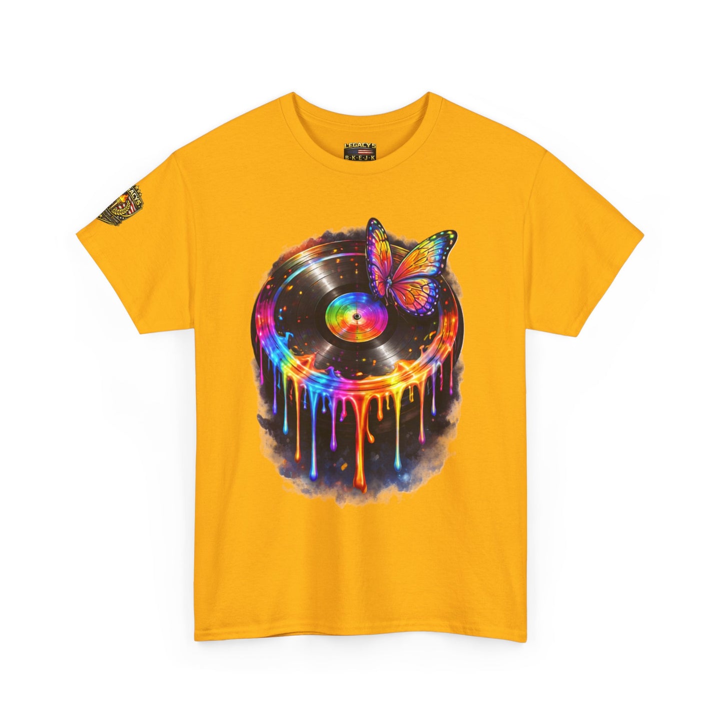 Colorful Dripping Retro Music Vinyl Record Butterfly T-Shirt