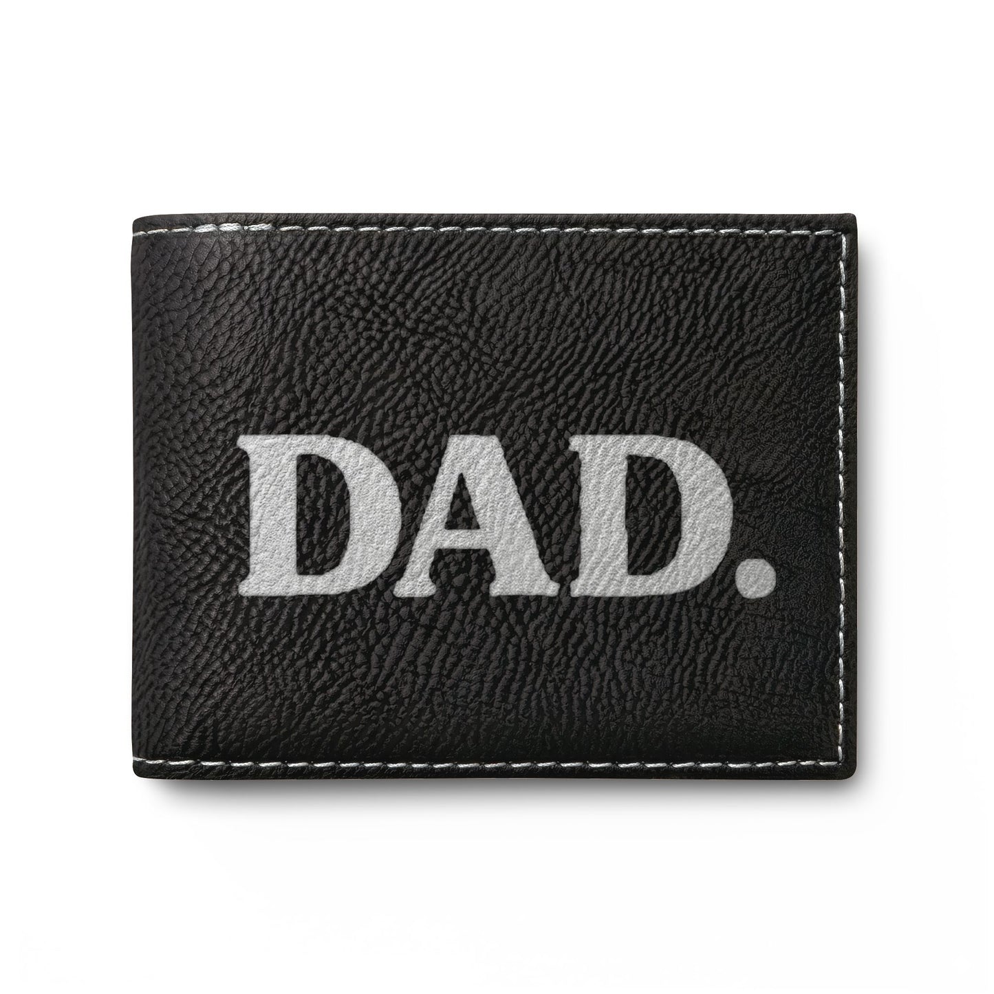 DAD. Embroidered Bi-Fold Wallet — Slim Leather Flip Wallet for Fathers, Father’s Day Gift