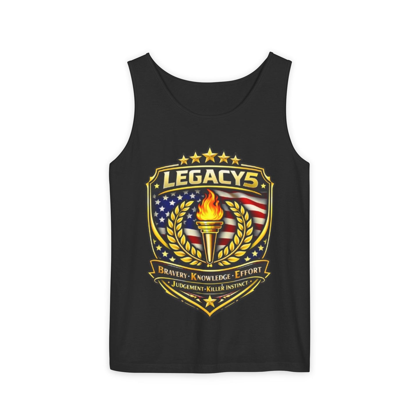 Legacy Shield Tank Top â€” American Flag Torch Emblem
