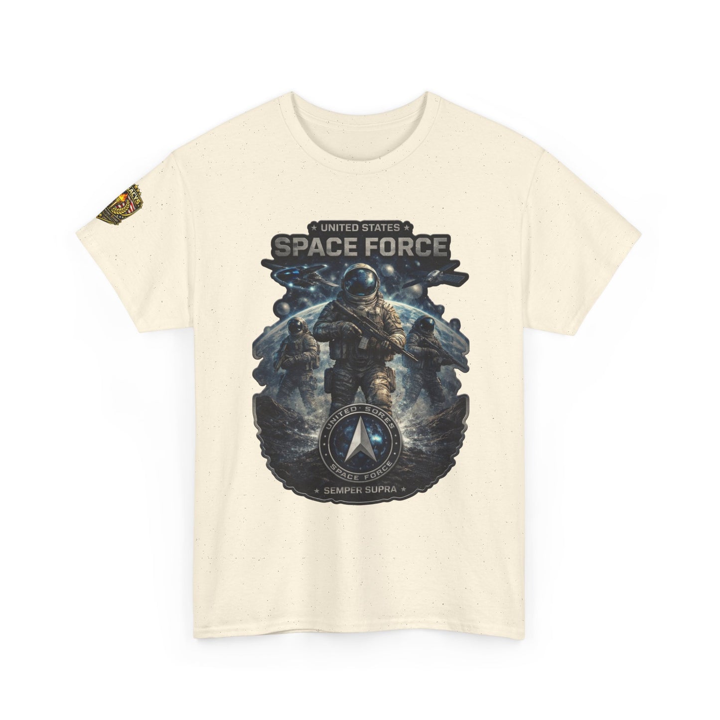 Space Force Graphic Tee â€” Astronaut Troopers Military Space Design w/ Legacy 5 Brand Crest