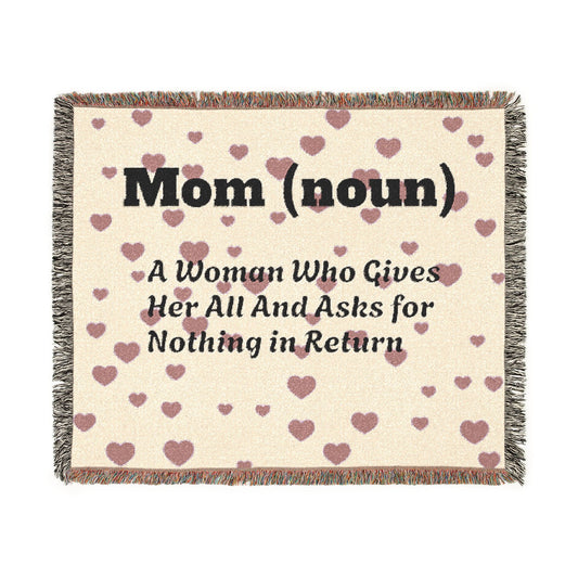 Mom (noun)- Woven Blanket â€“ Heartfelt Floral Tribute Throw for Motherâ€™s Day & Gifts