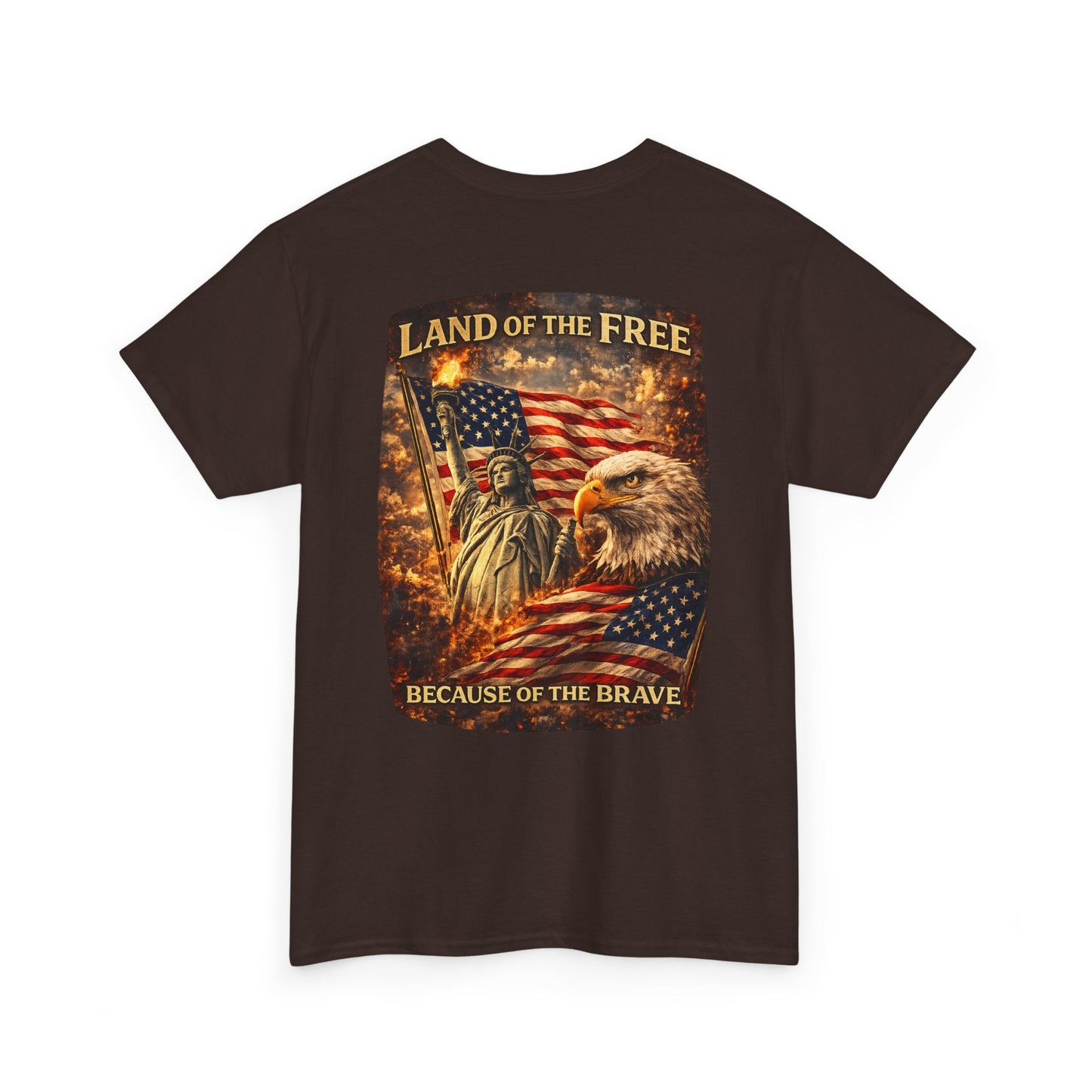 Patriotic 'Land of the Free' American Flag, Statue of Liberty & Eagle Graphic T-shirt