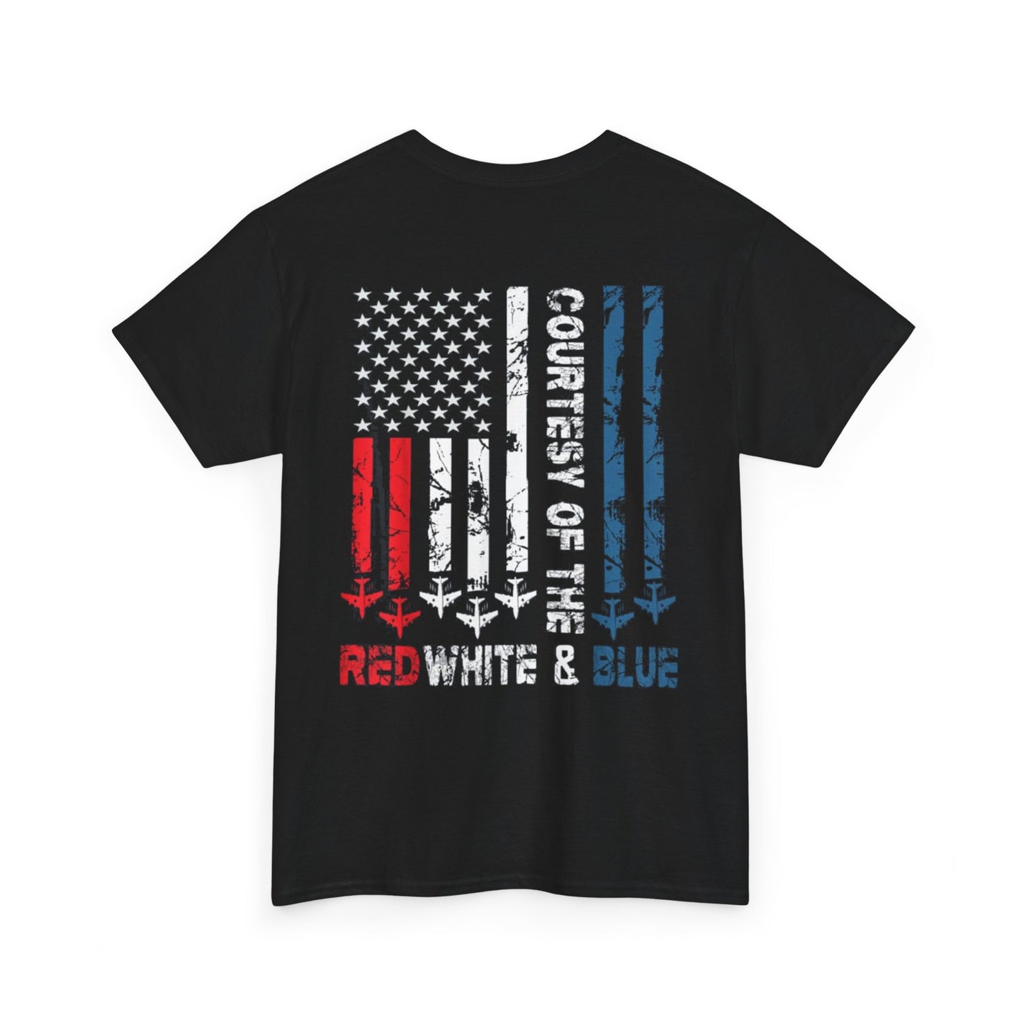 Courtesy of the Red White & Blue Military Flag T-shirt
