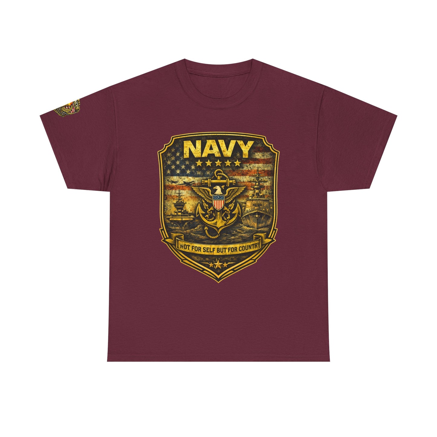 Navy Shield Graphic Tee â€” 'Not For Self But For Country' Patriotic Military w/ Legacy 5 Brand Crest
