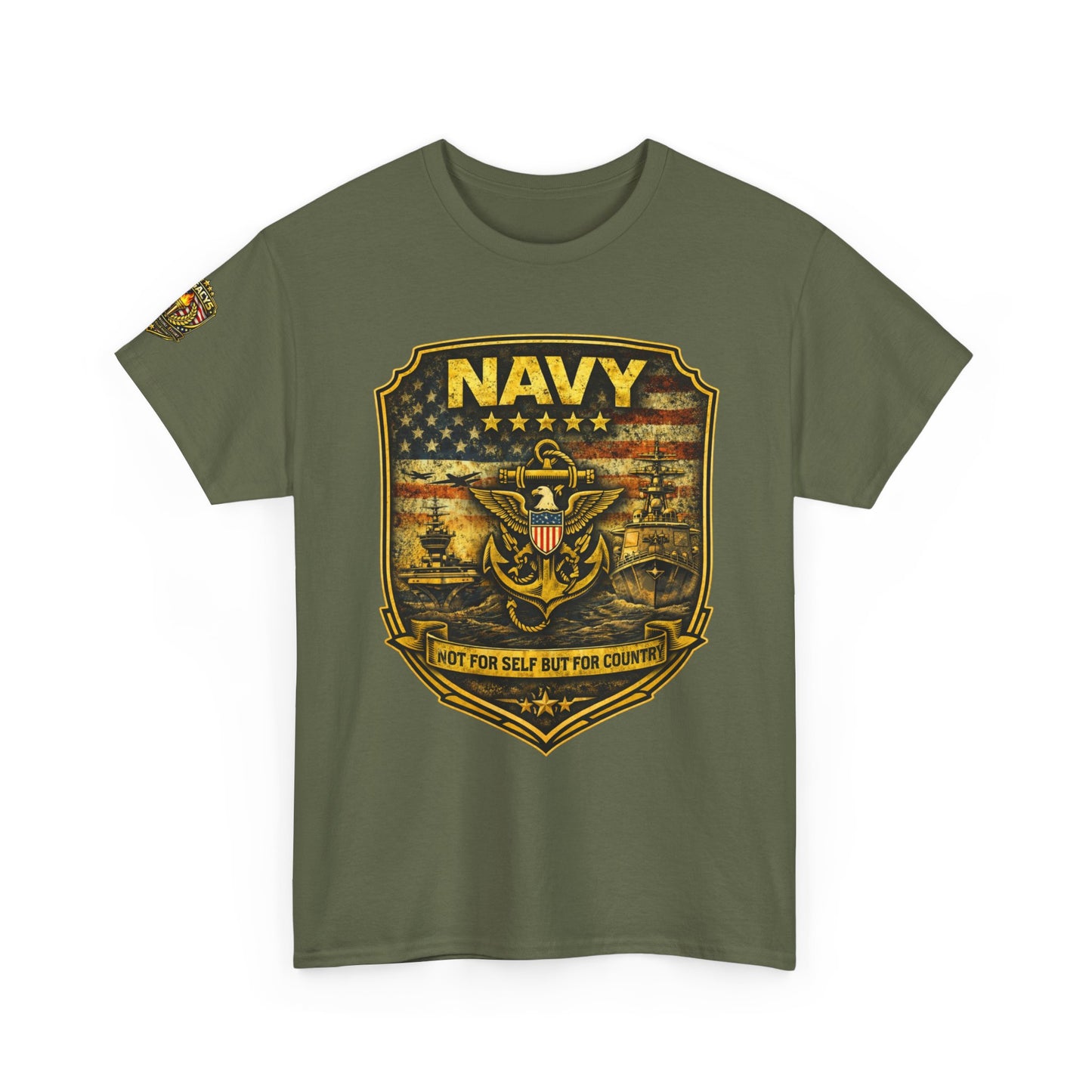 Navy Shield Graphic Tee â€” 'Not For Self But For Country' Patriotic Military w/ Legacy 5 Brand Crest