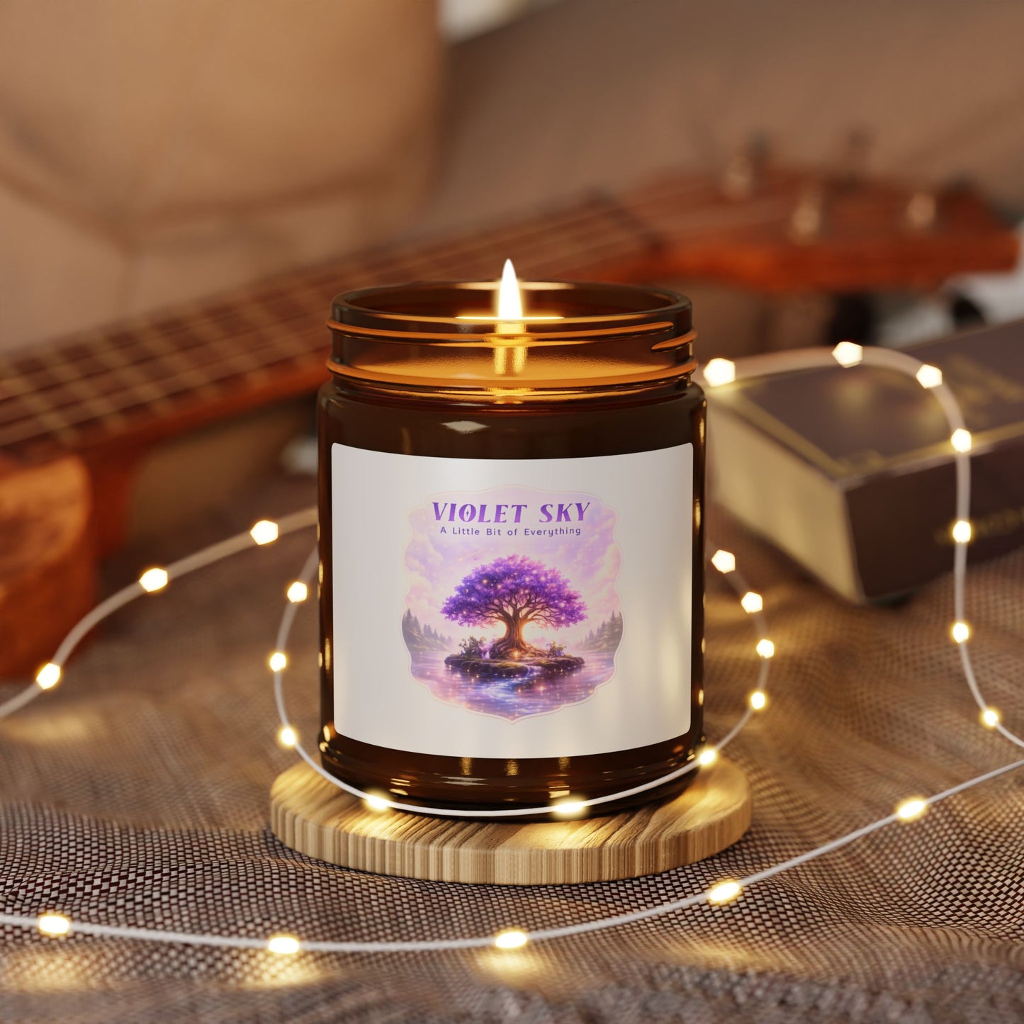 Violet Sky Soy Candle â€” Amber Jar Aromatherapy Candle