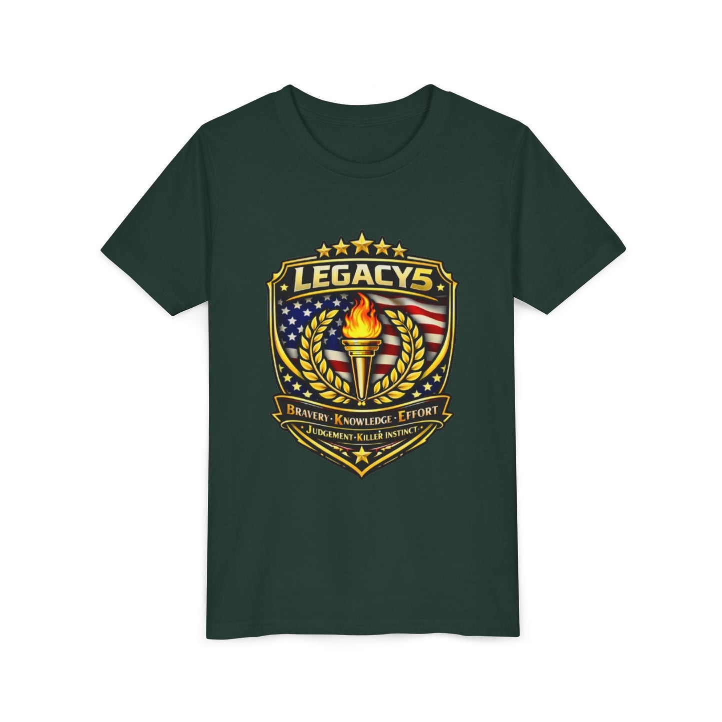 Youth Tee — "Legacys" Patriotic Torch Emblem