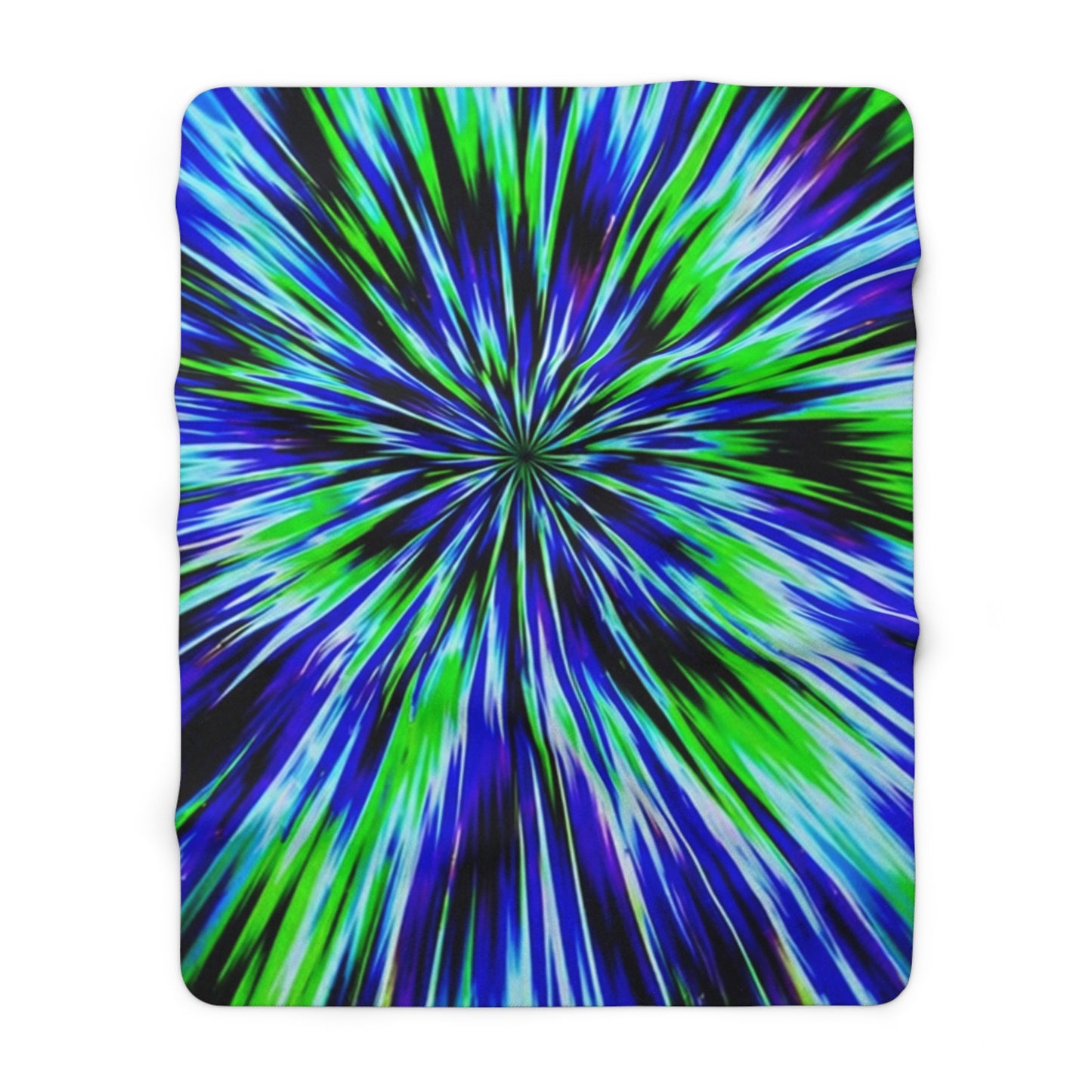 Cosmic Burst Sherpa Blanket — Blue & Green Tie-Dye Fleece Throw