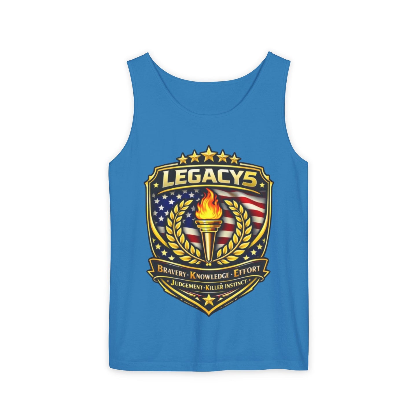 Legacy Shield Tank Top â€” American Flag Torch Emblem