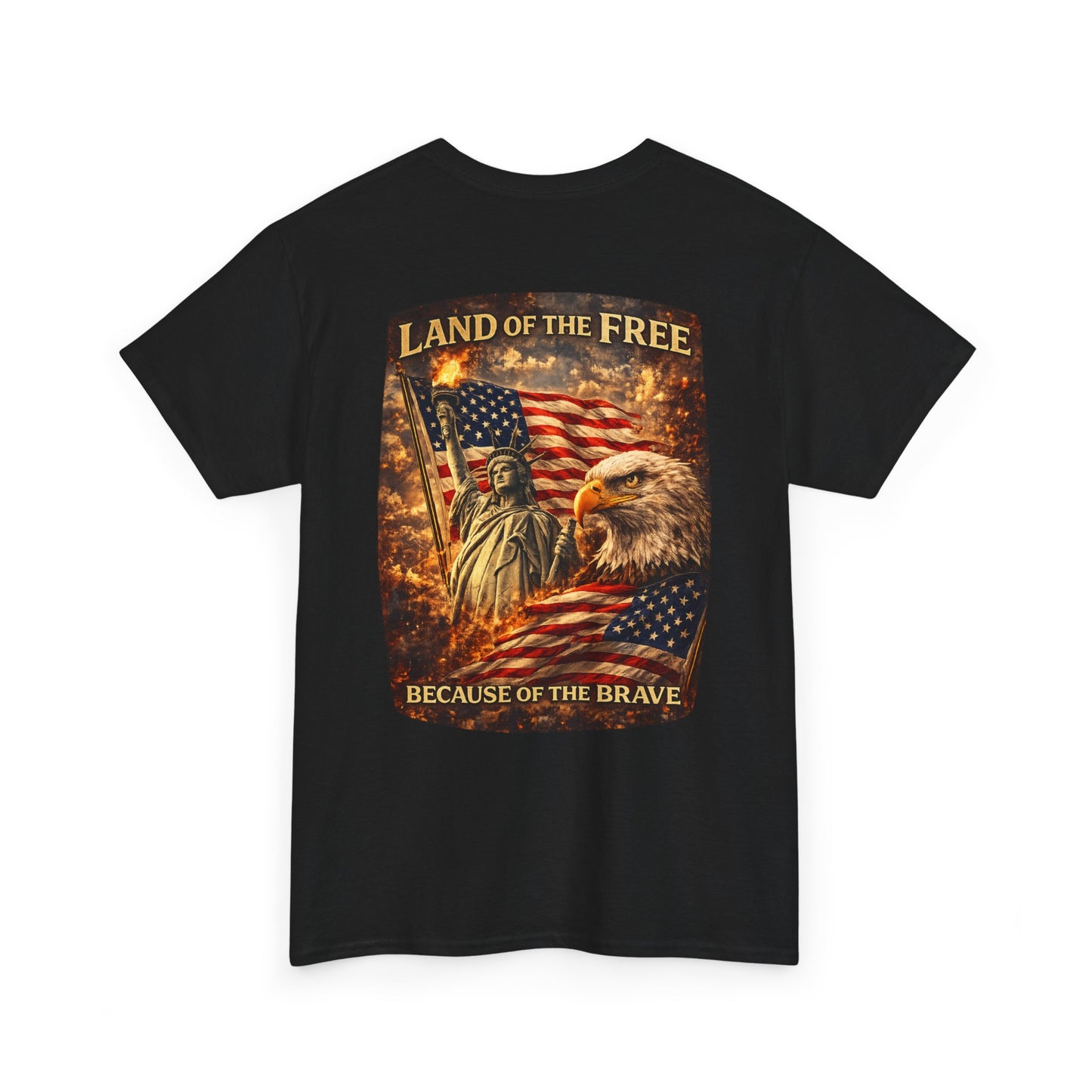 Patriotic 'Land of the Free' American Flag, Statue of Liberty & Eagle Graphic T-shirt