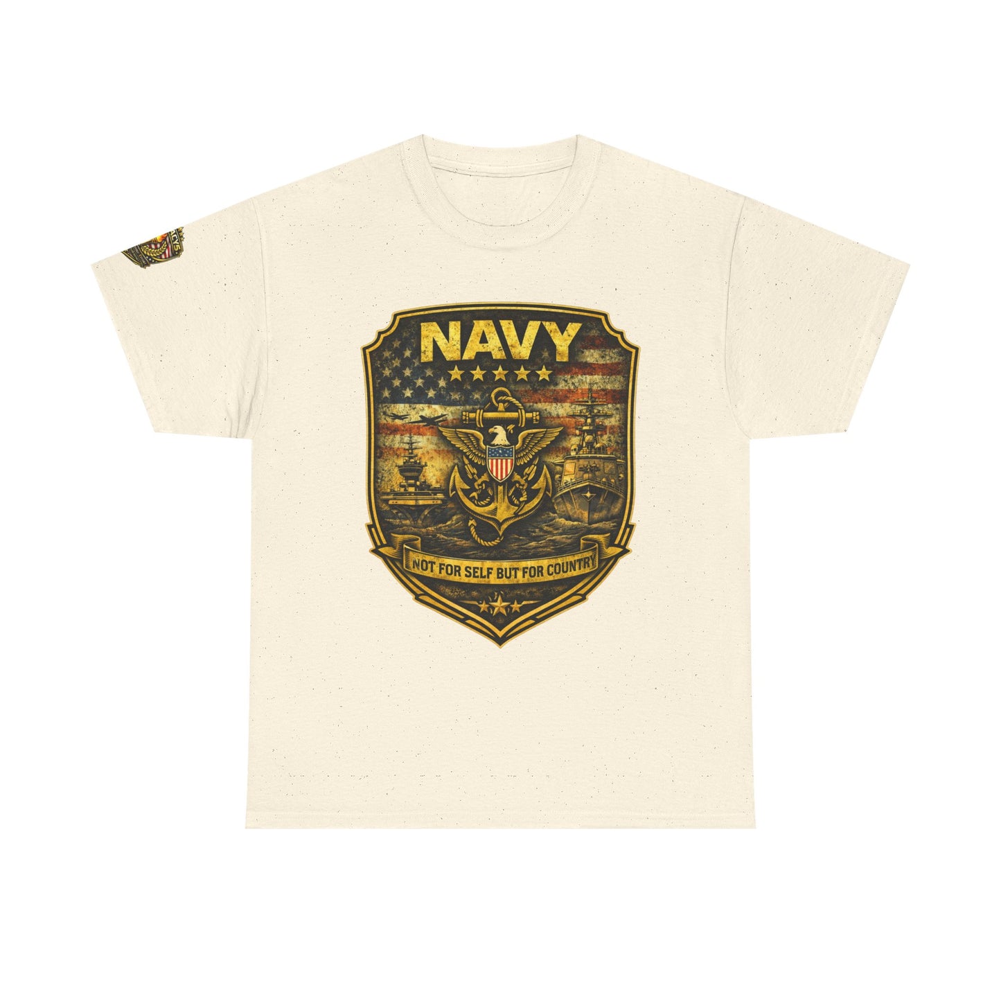 Navy Shield Graphic Tee â€” 'Not For Self But For Country' Patriotic Military w/ Legacy 5 Brand Crest