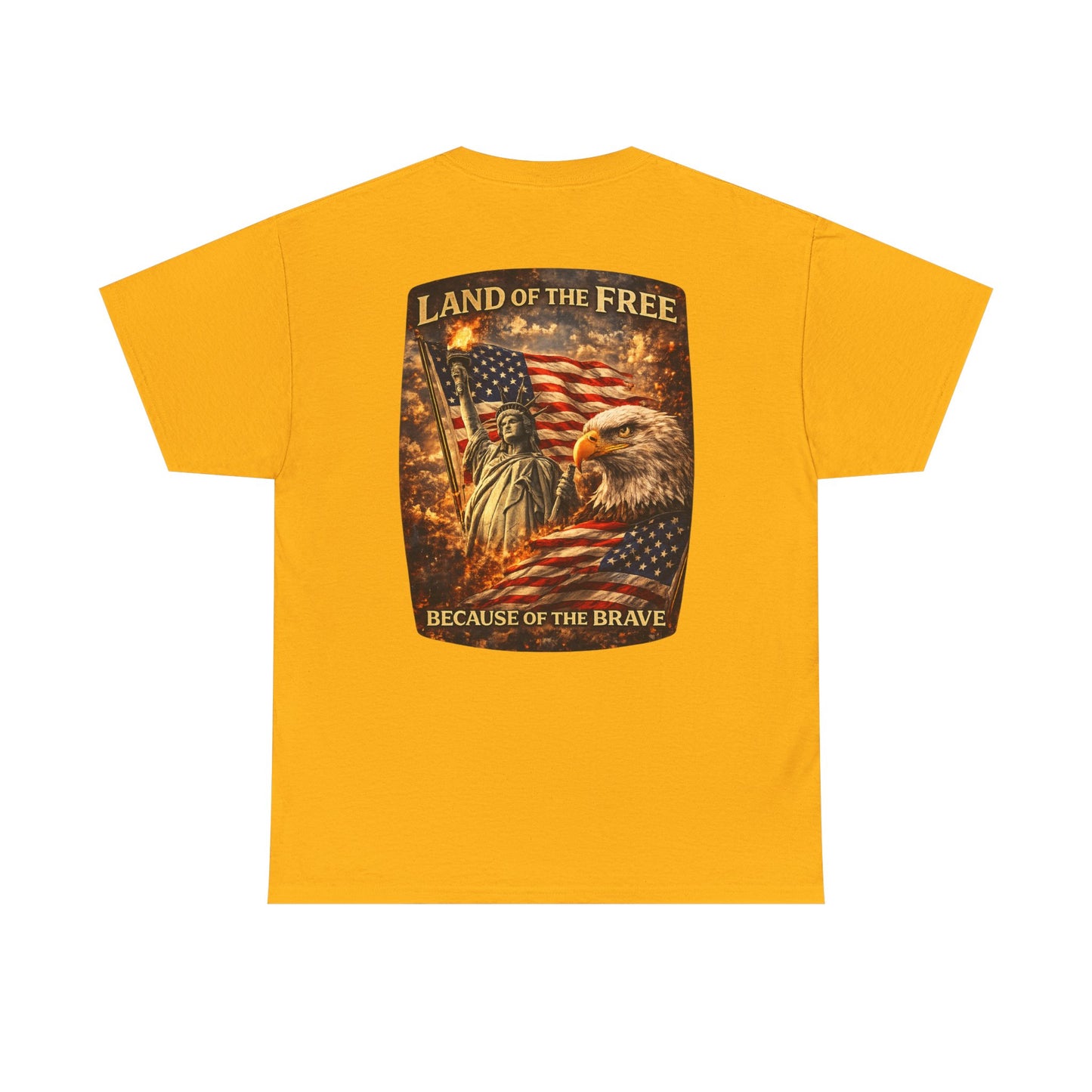 Patriotic 'Land of the Free' American Flag, Statue of Liberty & Eagle Graphic T-shirt