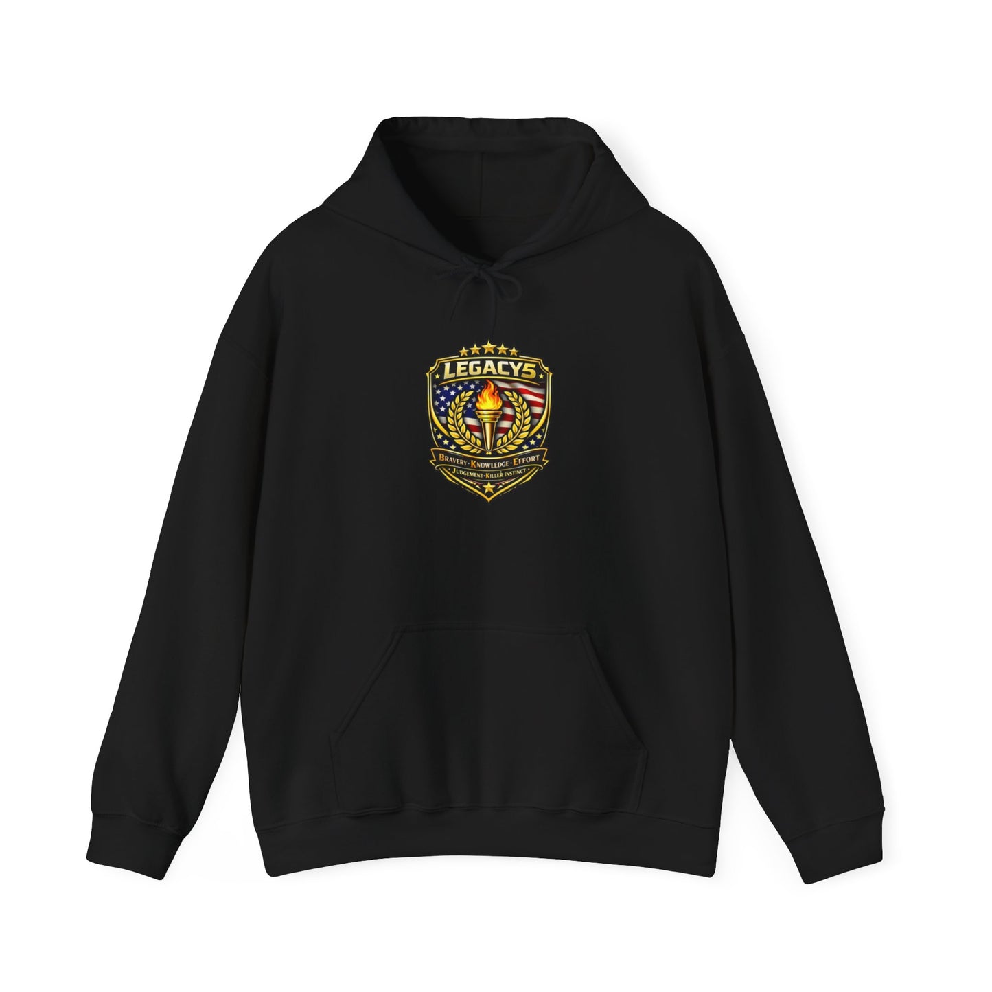 Legacy Shield Hoodie â€” American Flag Torch Emblem Sweatshirt