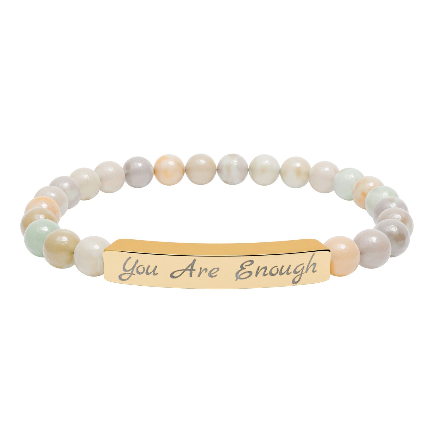 Engraved 'You Are Enough' Natural Stone Stretch Bracelet