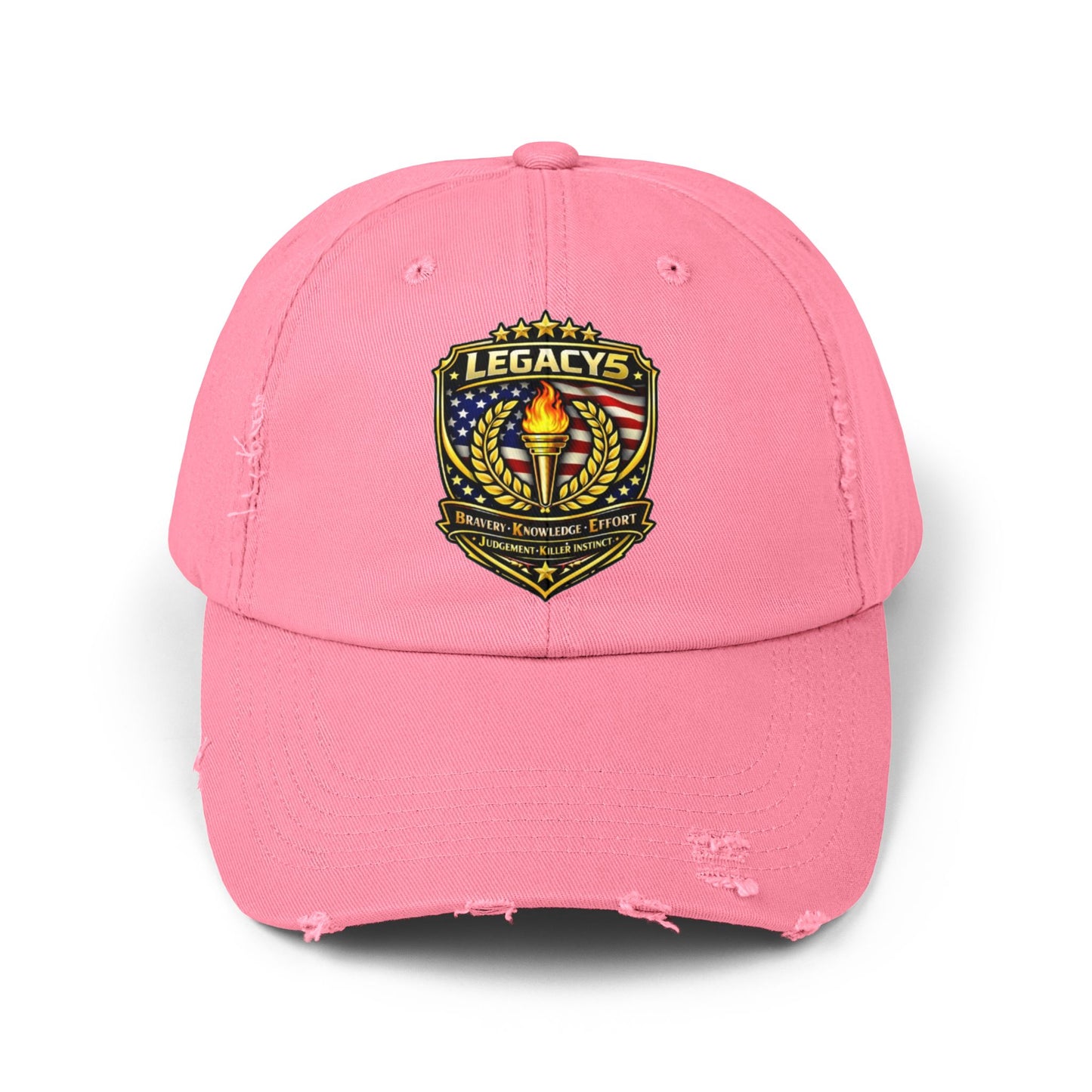 Legacy Shield Distressed Cap — Patriotic Torch Embroidered Hat