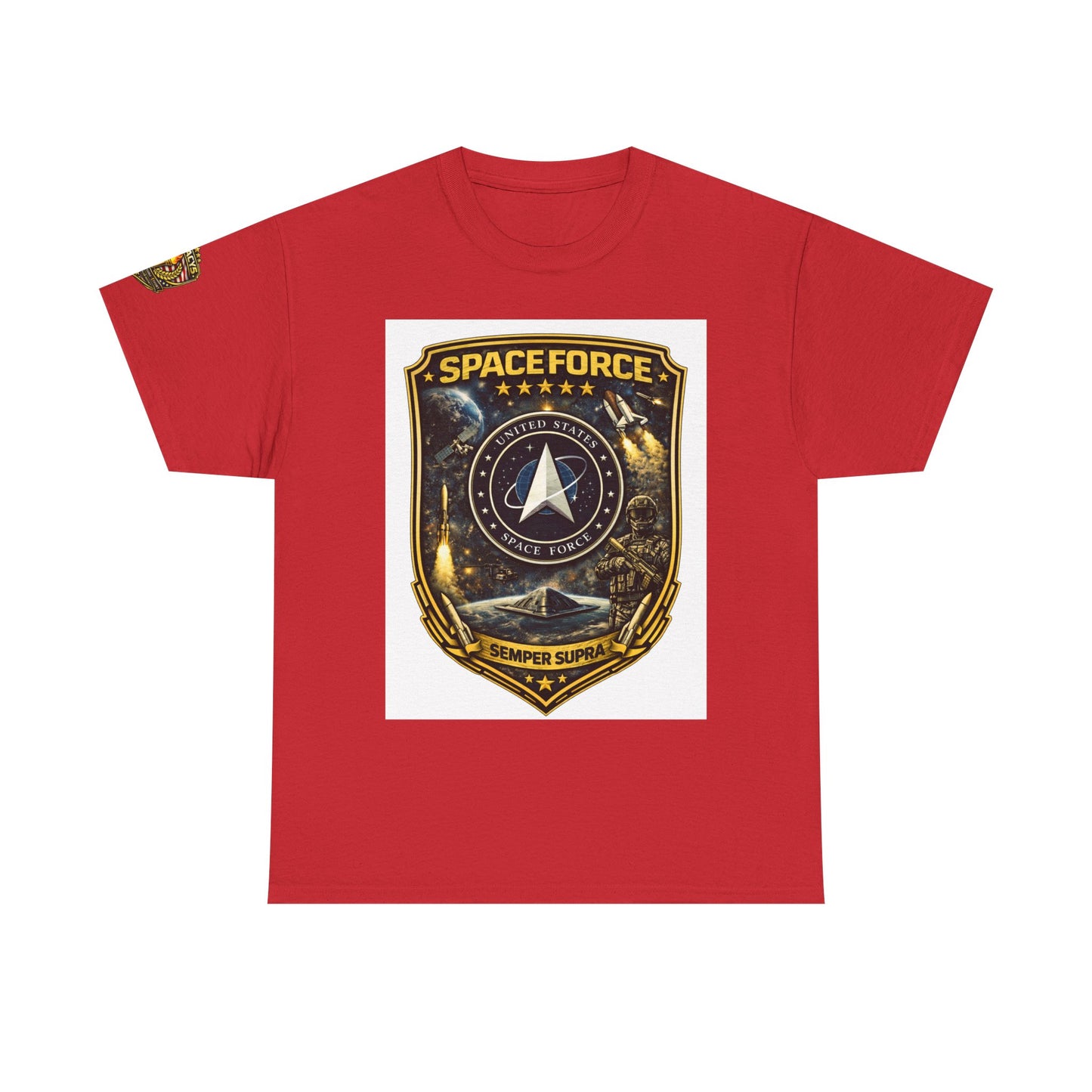 Space Force Shield T-Shirt â€” 'Spaceforce' Emblem w/ Legacy 5 Brand Crest