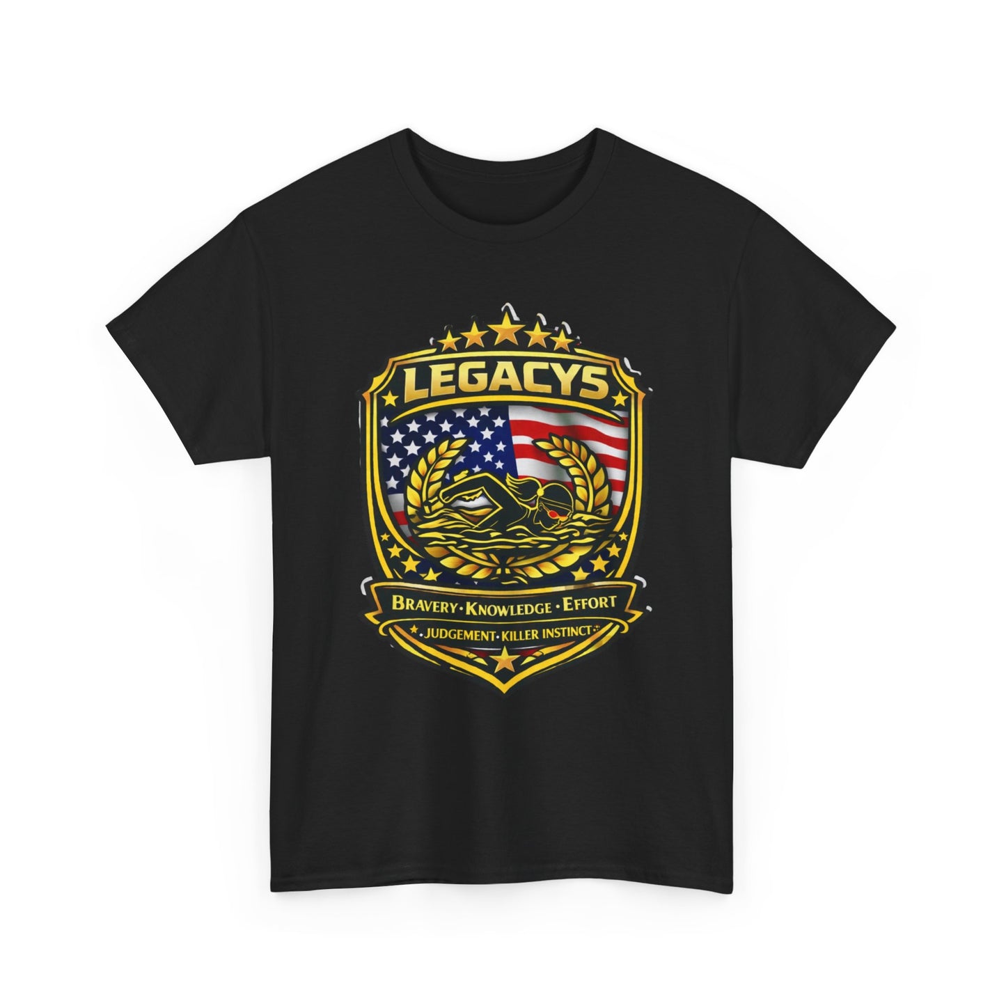 Swimming - Female Silhouette Legacy Shield T-Shirt