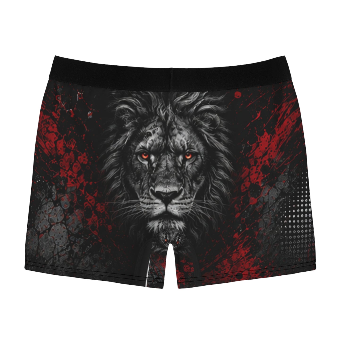 Lion Rage Boxer Briefs - Red & Black Graphic Men's Underwear