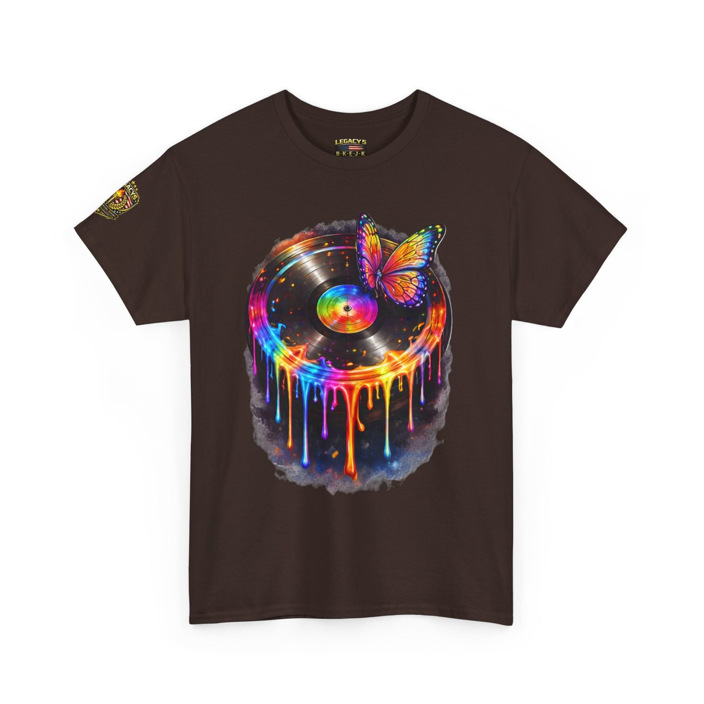 Colorful Dripping Retro Music Vinyl Record Butterfly T-Shirt