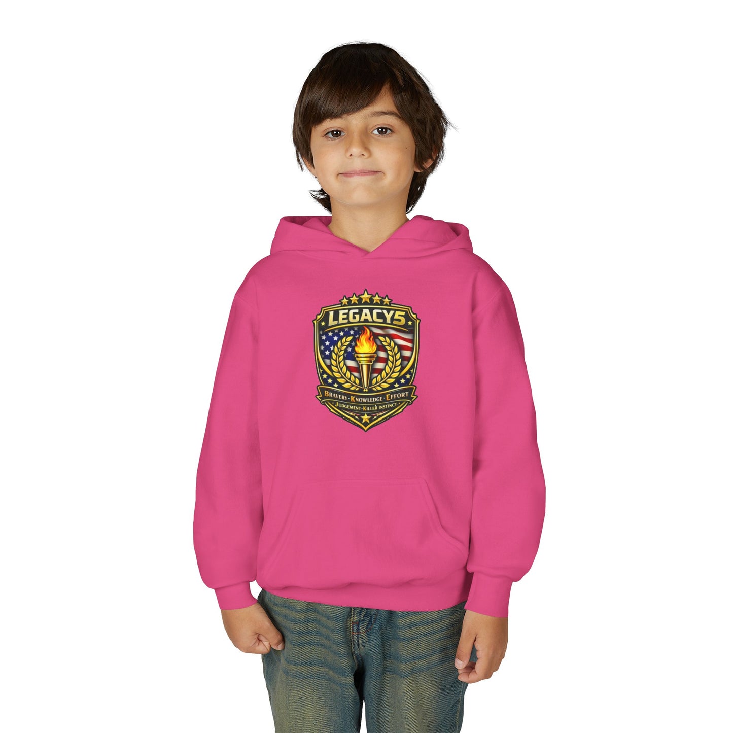 Youth Hoodie â€” "Legacy's" American Flag Torch Emblem