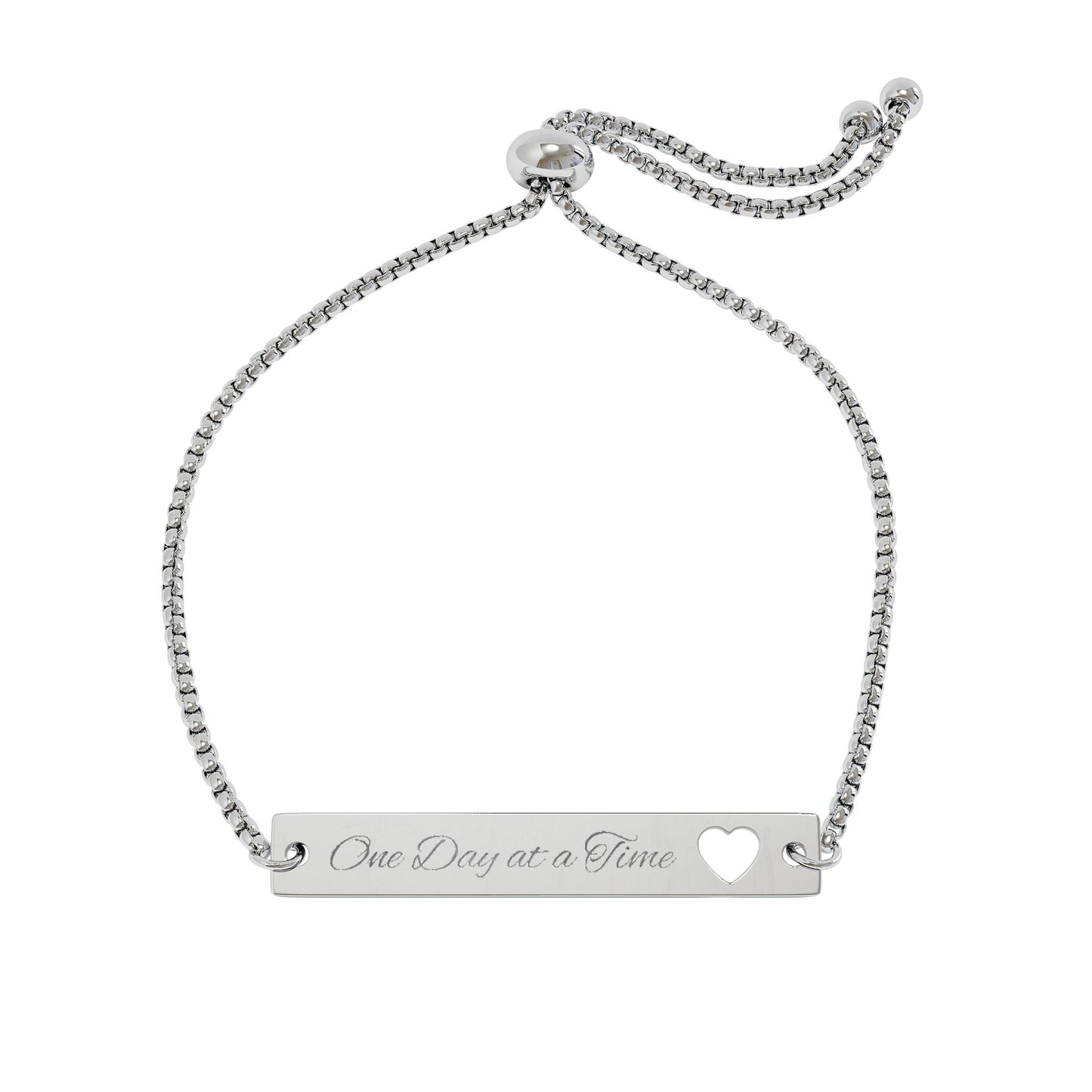 Engravable Heart Bar Bracelet â€” Adjustable Gold Plate Personalized Jewelry