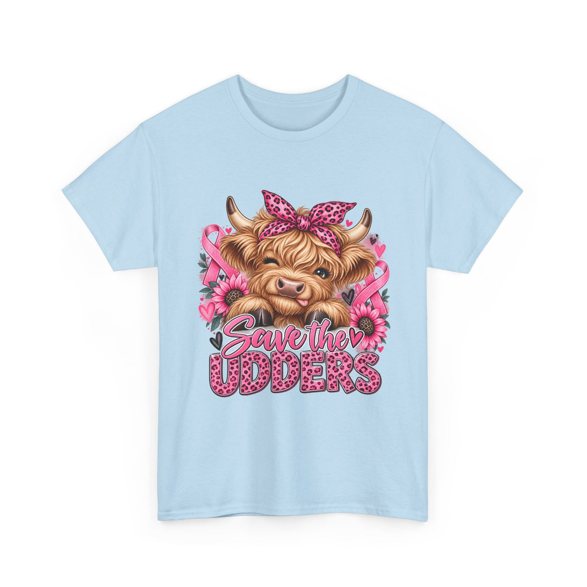 Save the Udders Cow T-Shirt — Breast Cancer Awareness Pink Ribbon Tee