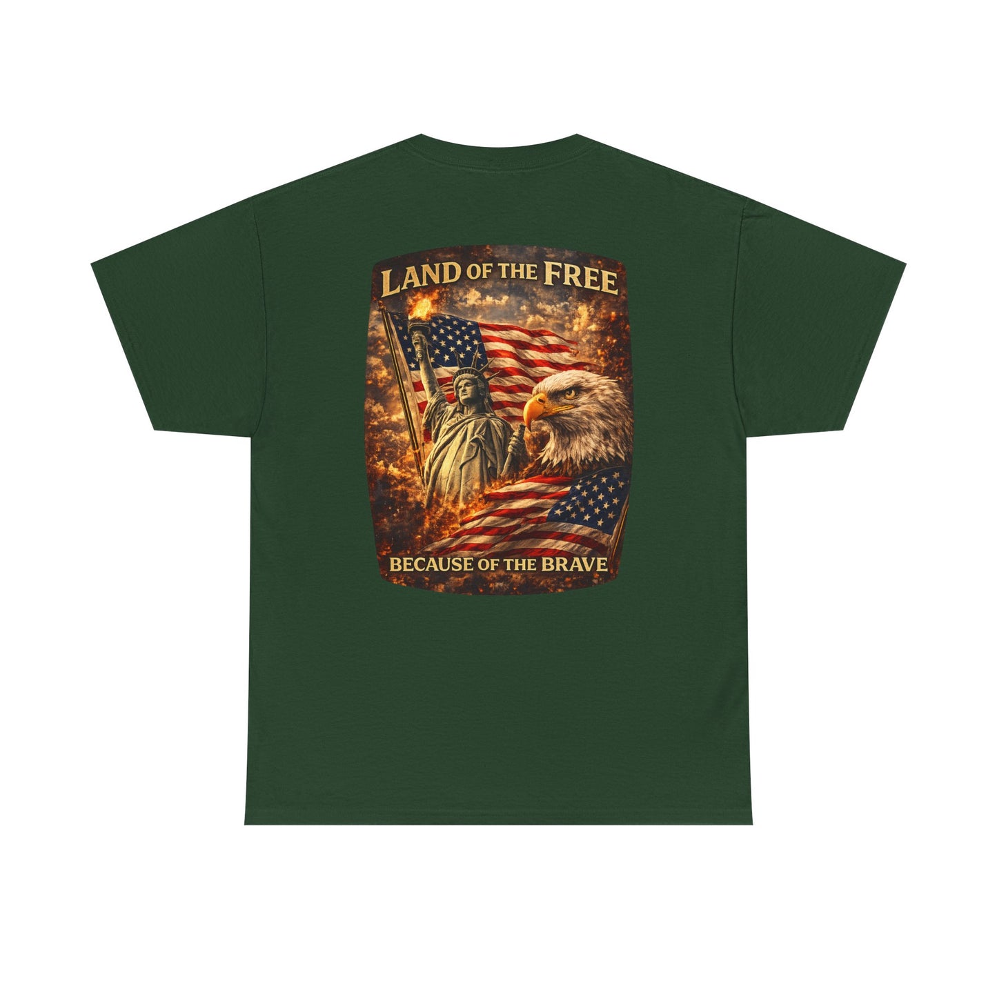 Patriotic 'Land of the Free' American Flag, Statue of Liberty & Eagle Graphic T-shirt