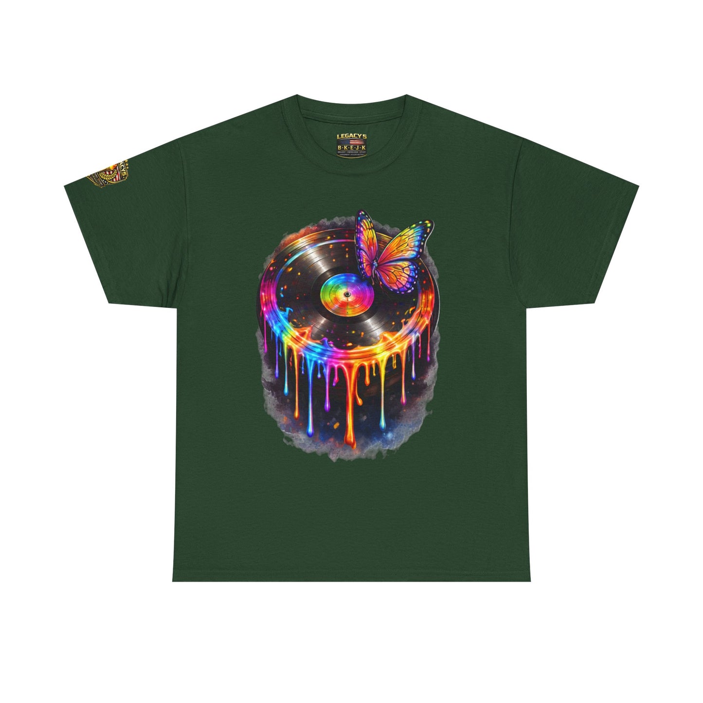 Colorful Dripping Retro Music Vinyl Record Butterfly T-Shirt