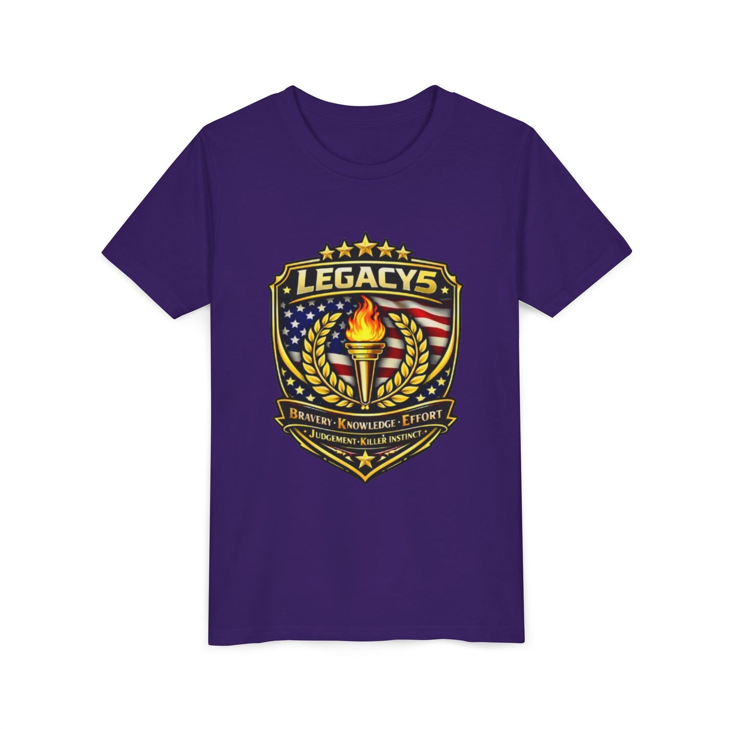 Youth Tee — "Legacys" Patriotic Torch Emblem
