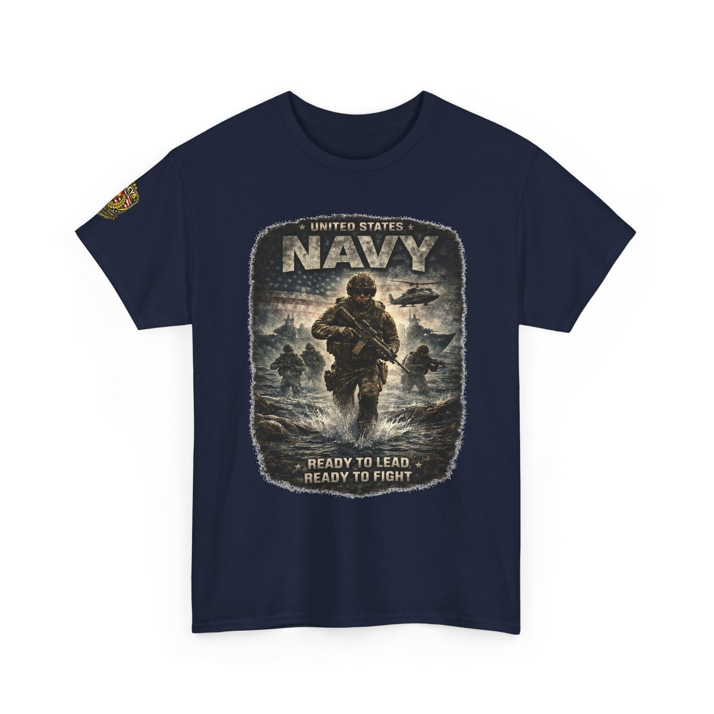 Navy  T-Shirt - "Ready to Learn, Ready to Fight" Military w/ Legacy 5 Brand Crest