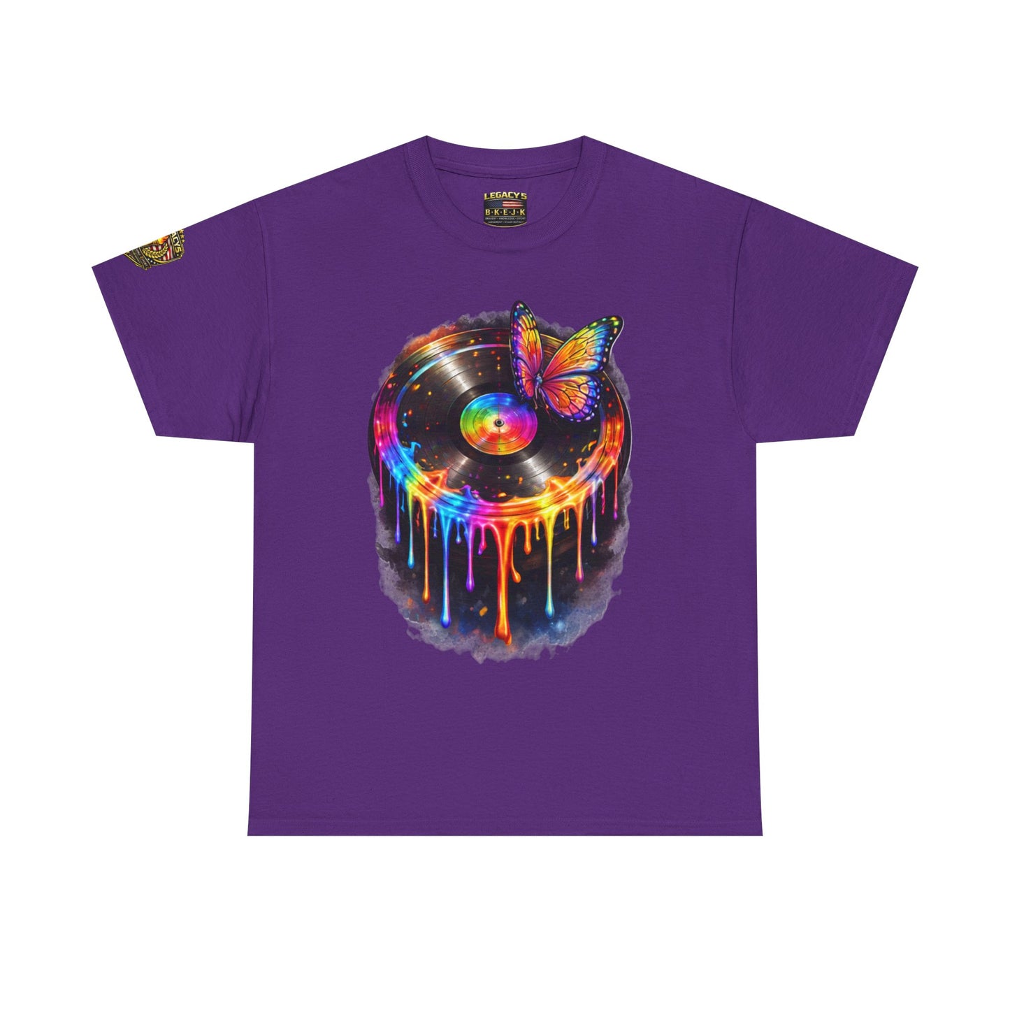 Colorful Dripping Retro Music Vinyl Record Butterfly T-Shirt