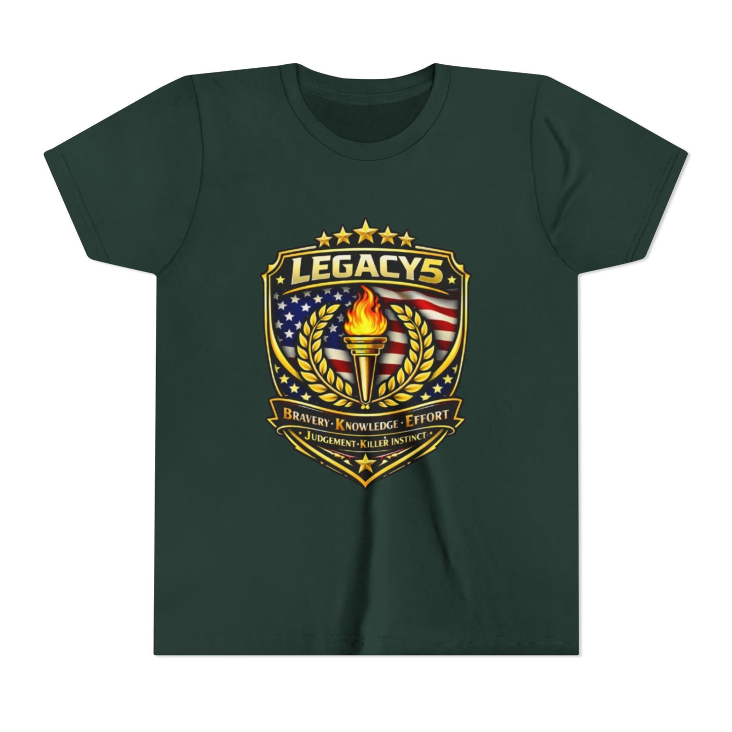 Youth Tee — "Legacys" Patriotic Torch Emblem