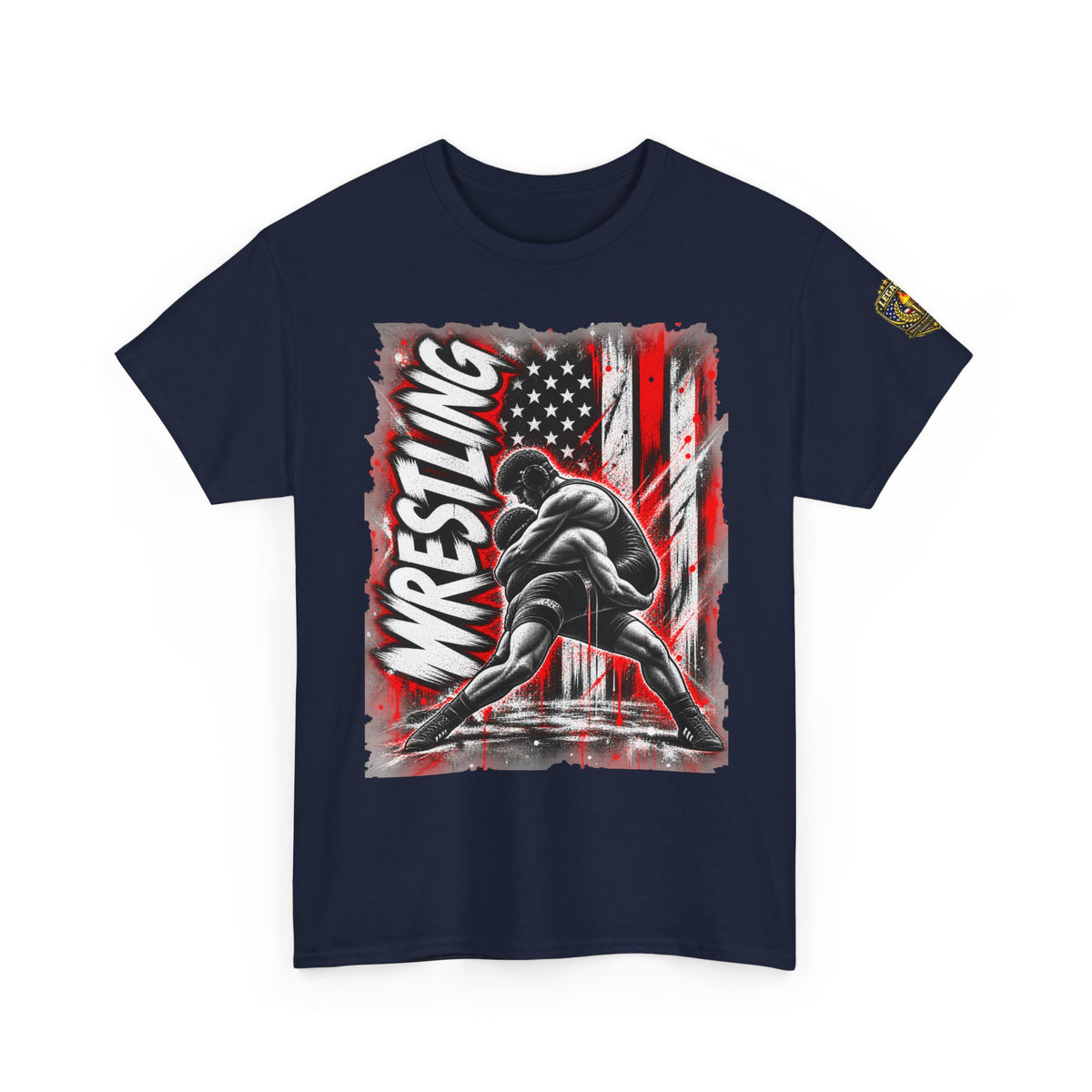 Wrestling USA Flag Tee — "Discipline Builds Champions"